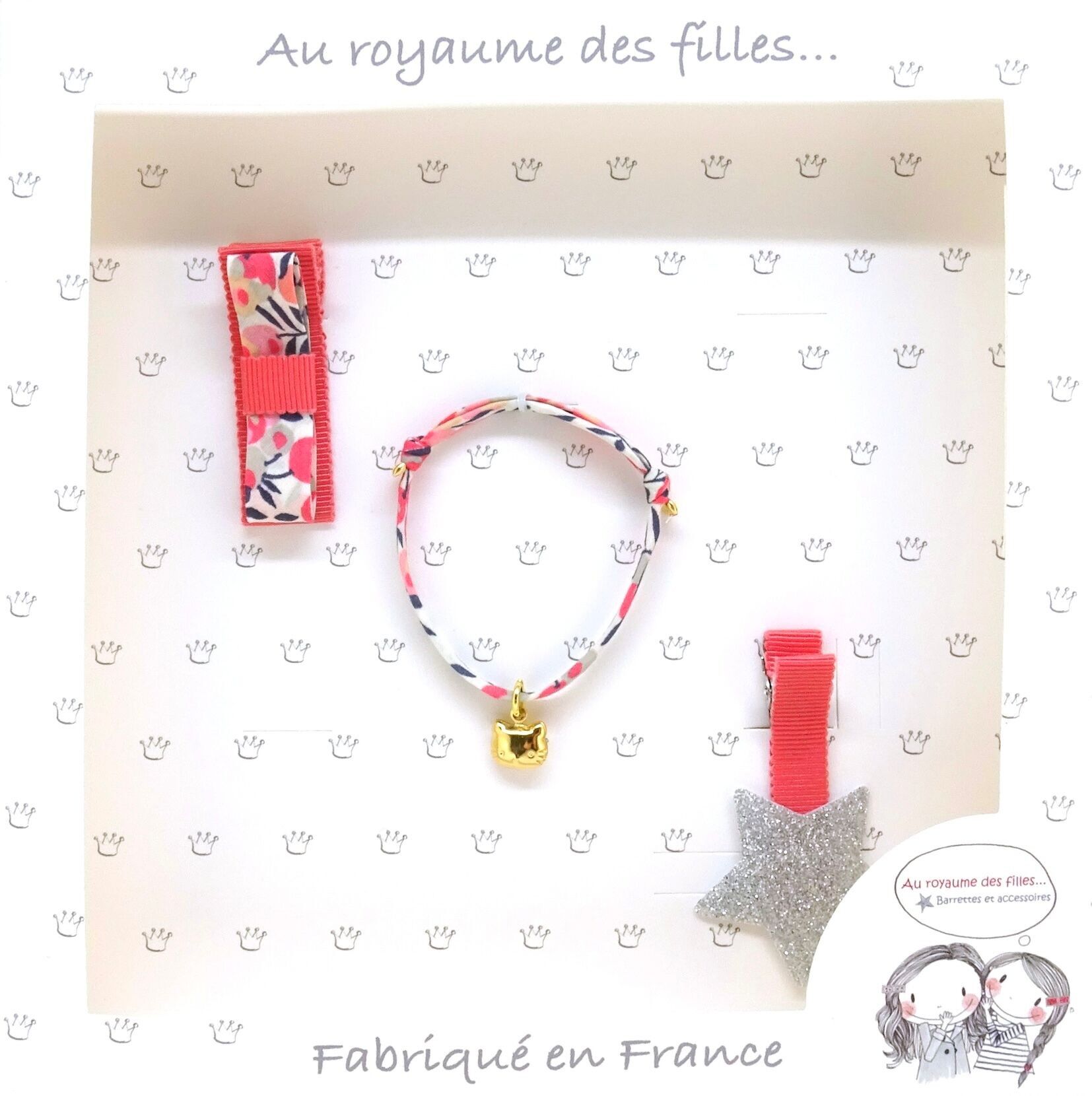 Set di fermagli per capelli e bracciale C10