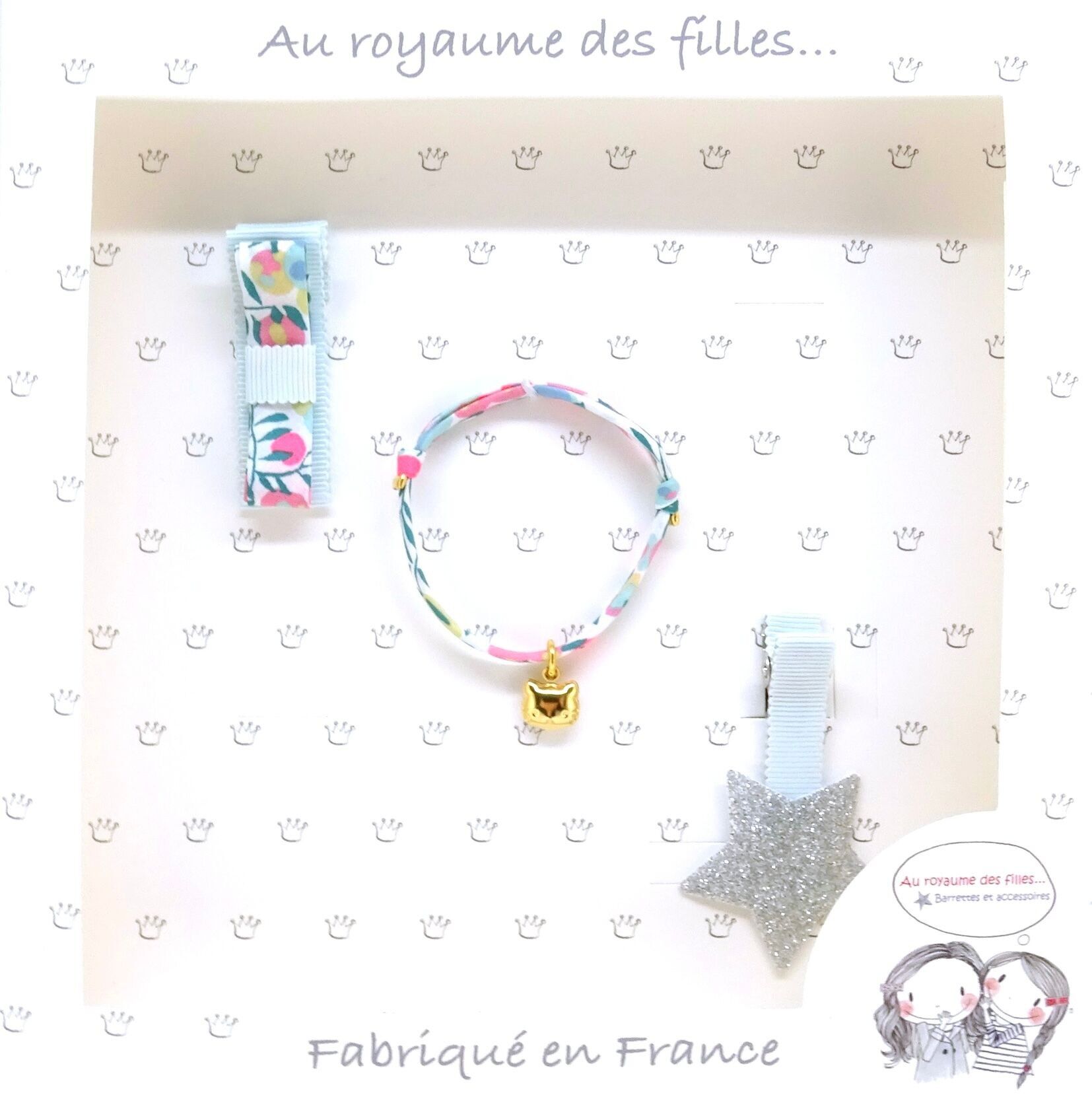 Set di fermagli per capelli e bracciale C12