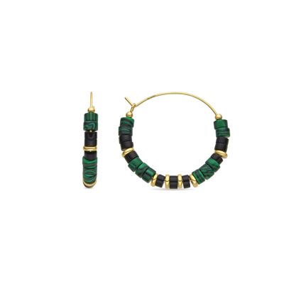 925 Sterling Silver and Malachite Earrings with 18k Gold Finish - Ilmina