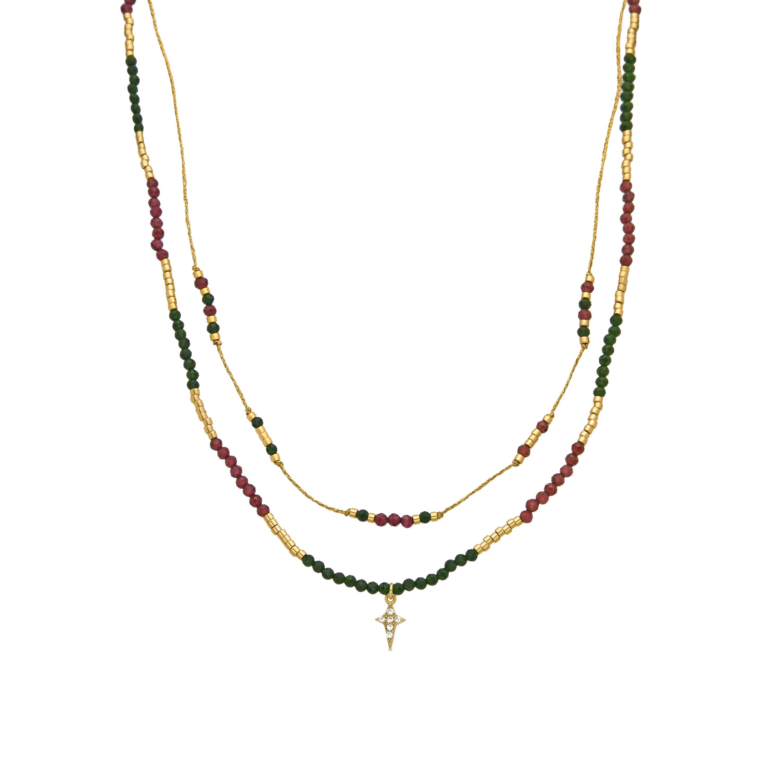 Collana in Argento Sterling 925 e Zirconi Lucidi con finitura in Oro 18k - Holis