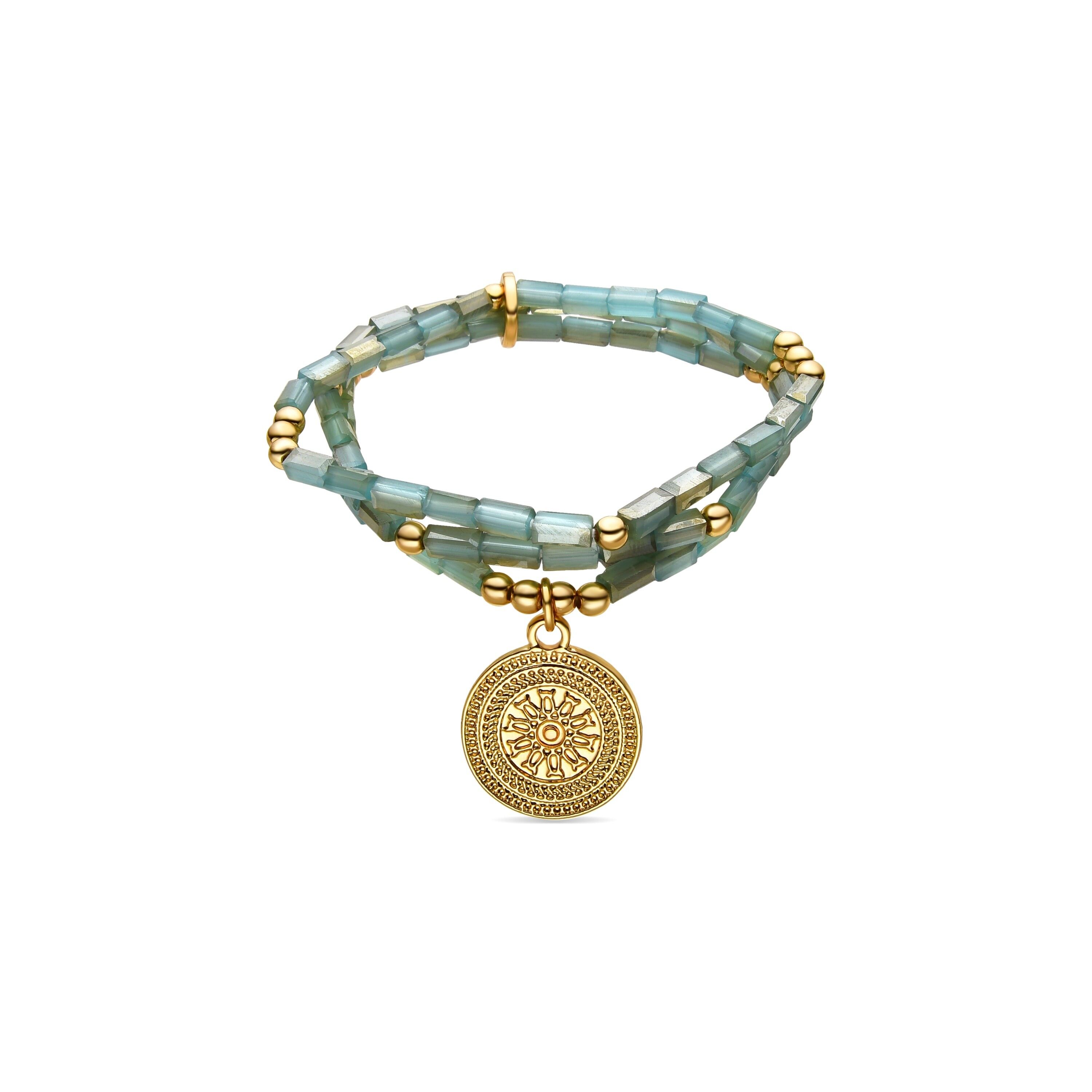 Bracciale con cristalli blu finitura oro 18 carati - Thyu