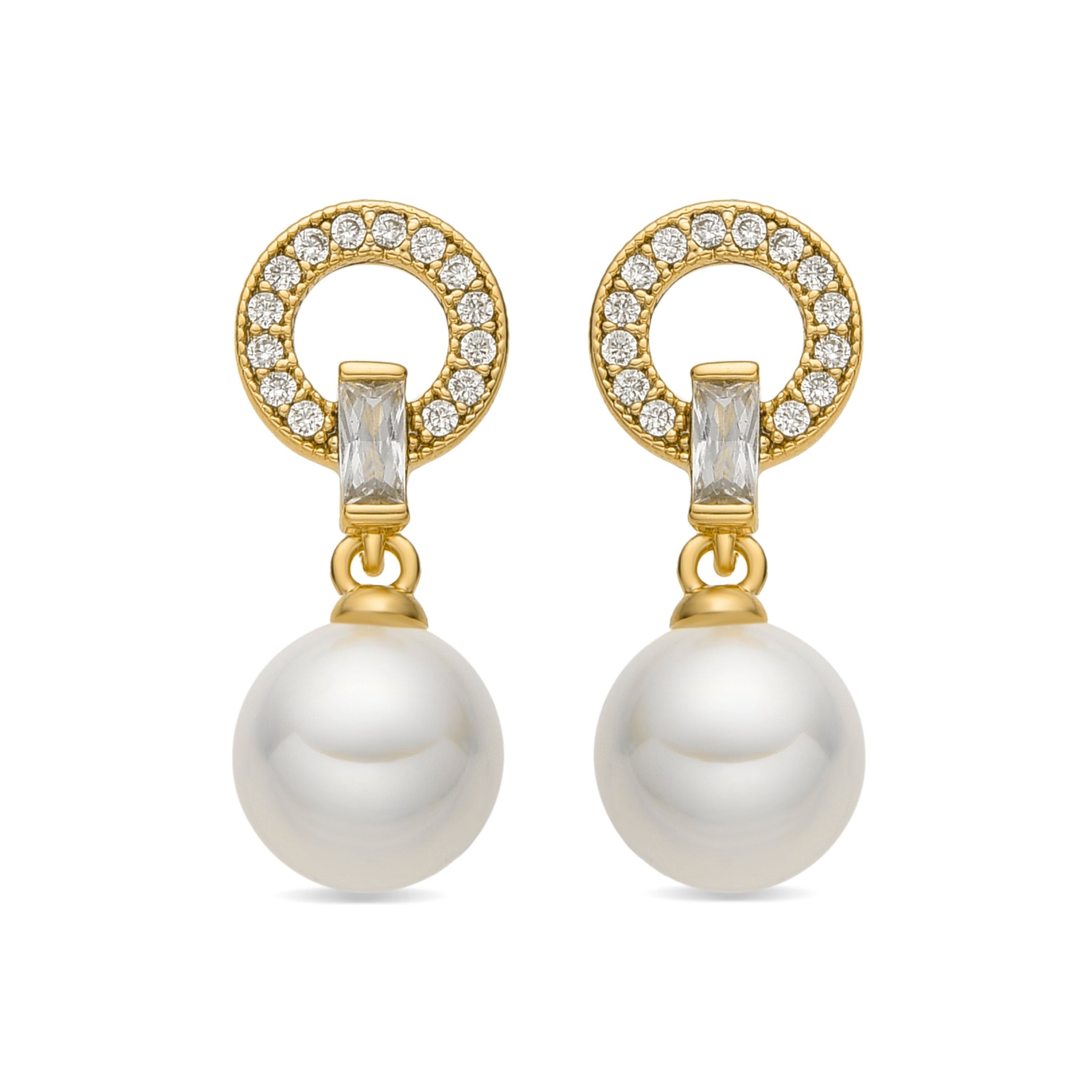 Orecchini con Perla Bianca finitura oro 18k - Hicur