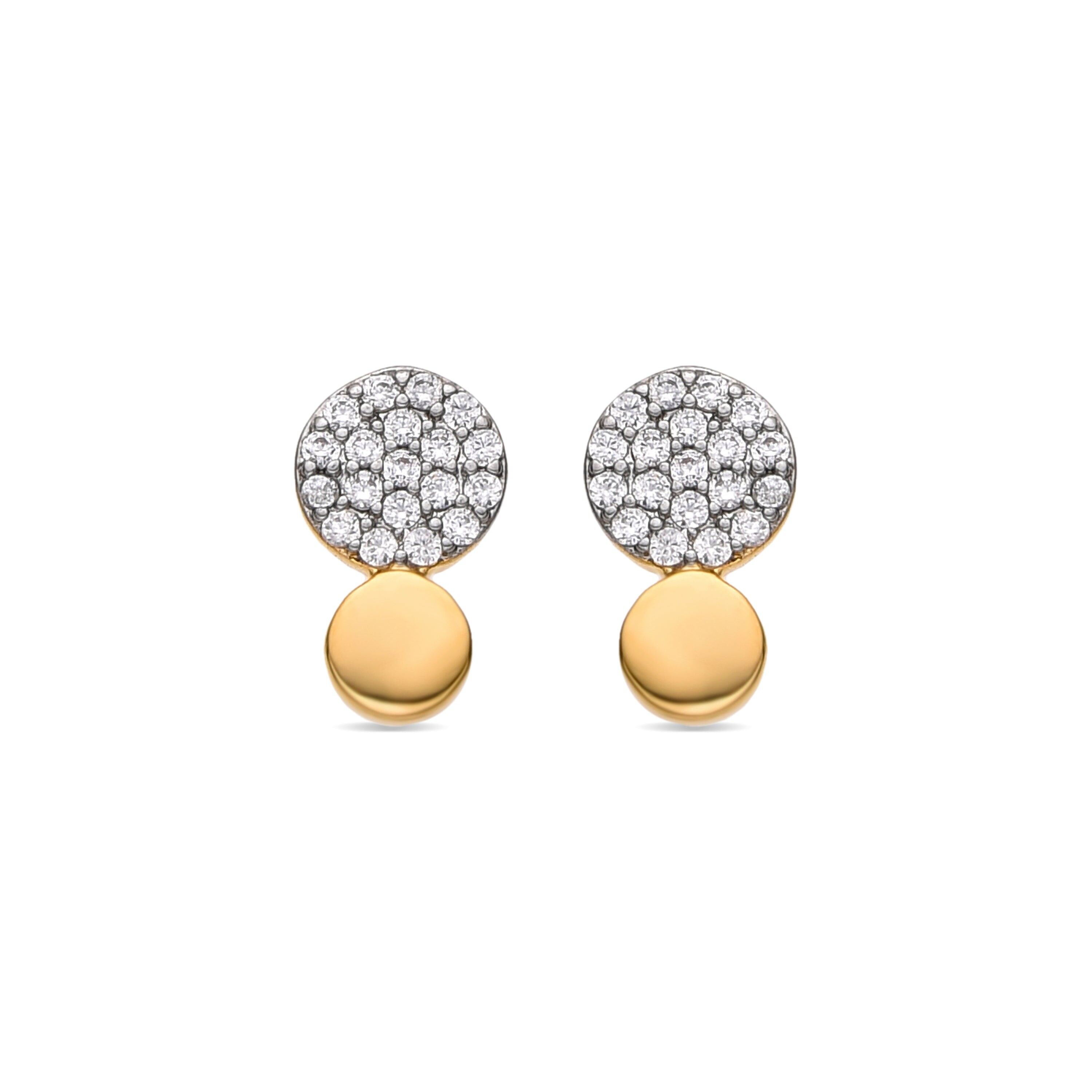 Ohrringe mit glänzendem Zirkonia, 18-Karat-Gold-Finish – Gudpe