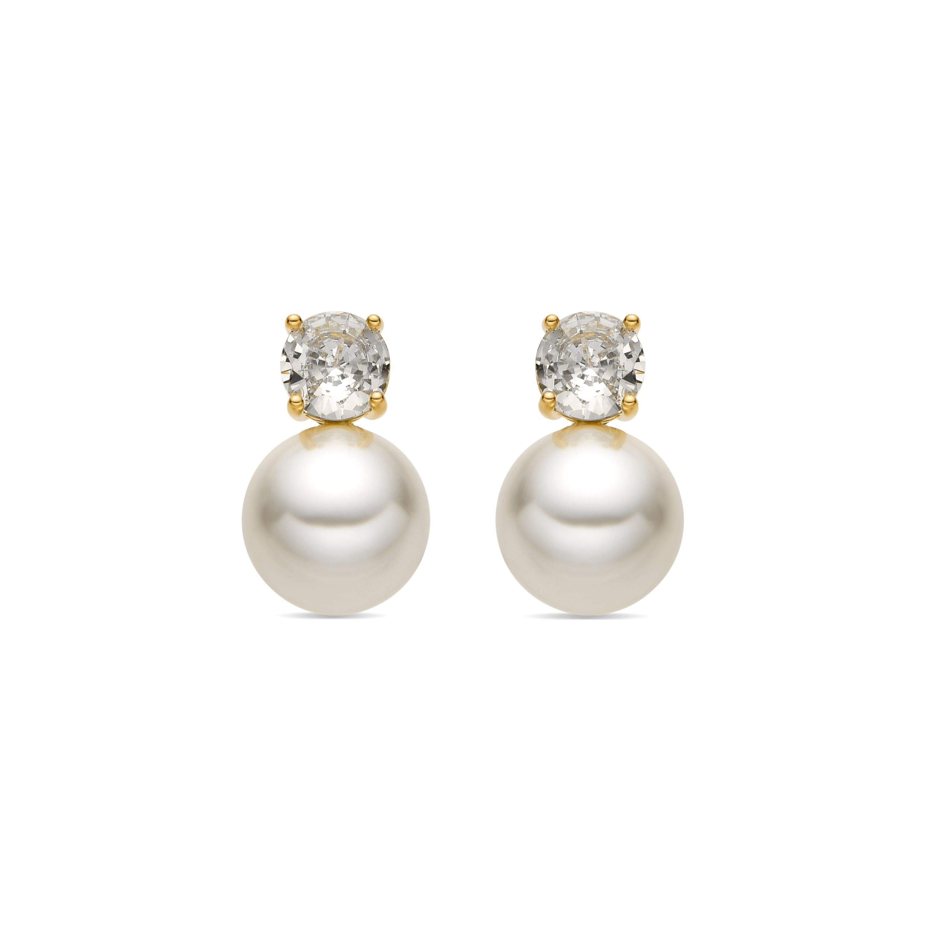 Orecchini con Perla Bianca finitura oro 18k - Pacezu