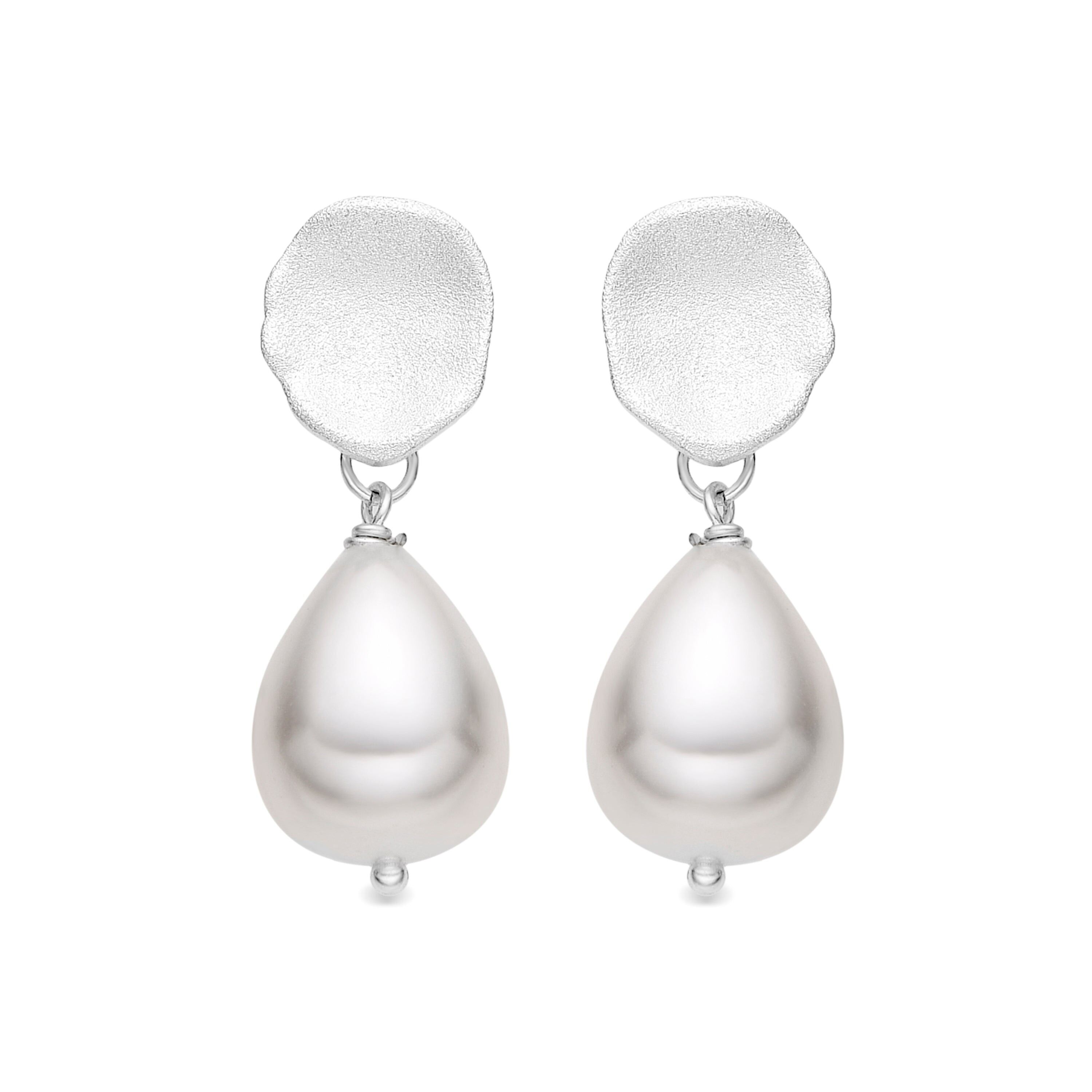 Orecchini con finitura argento Perla Bianca - Aoya