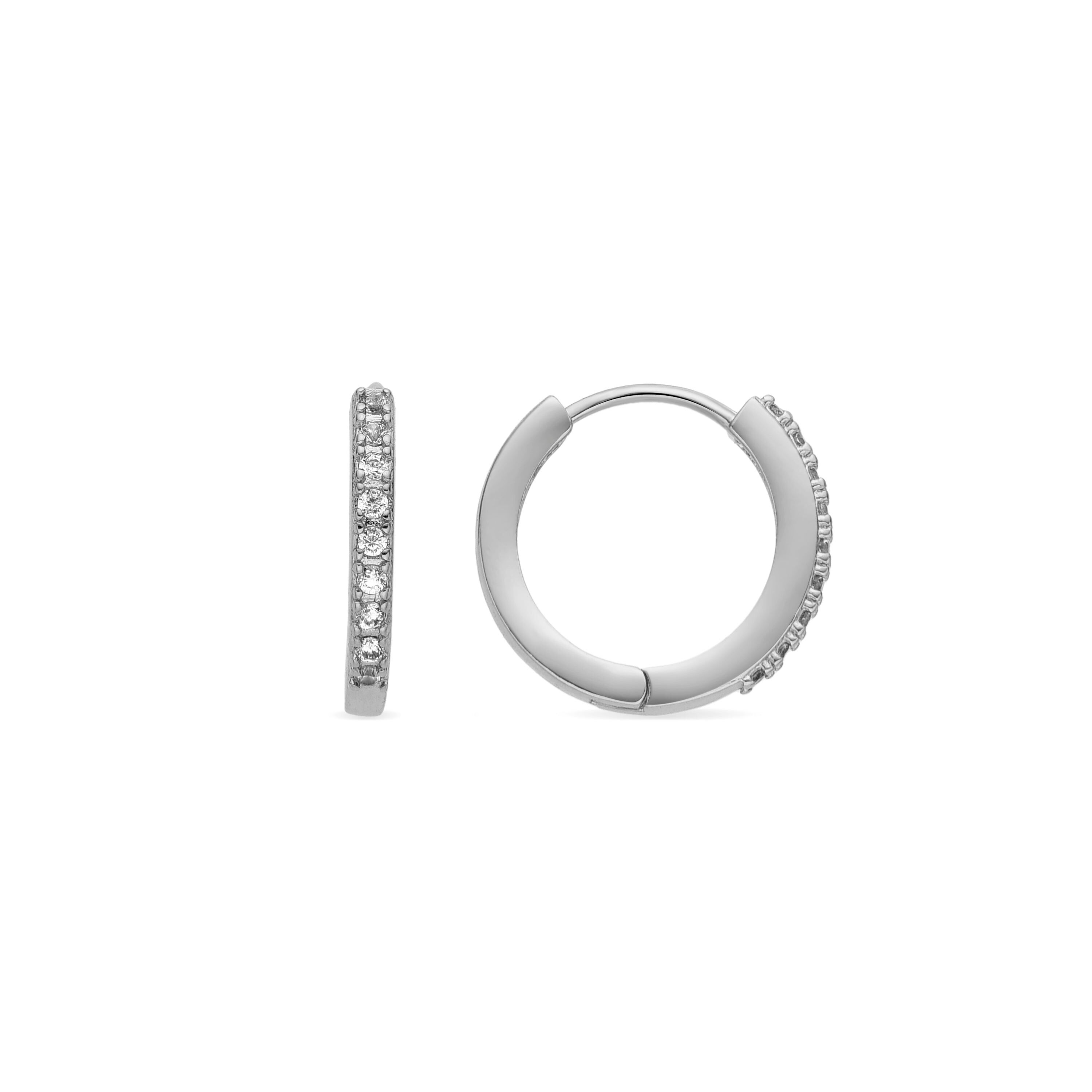 Ohrringe mit glänzendem Zirkonia-Silber-Finish – Kadin