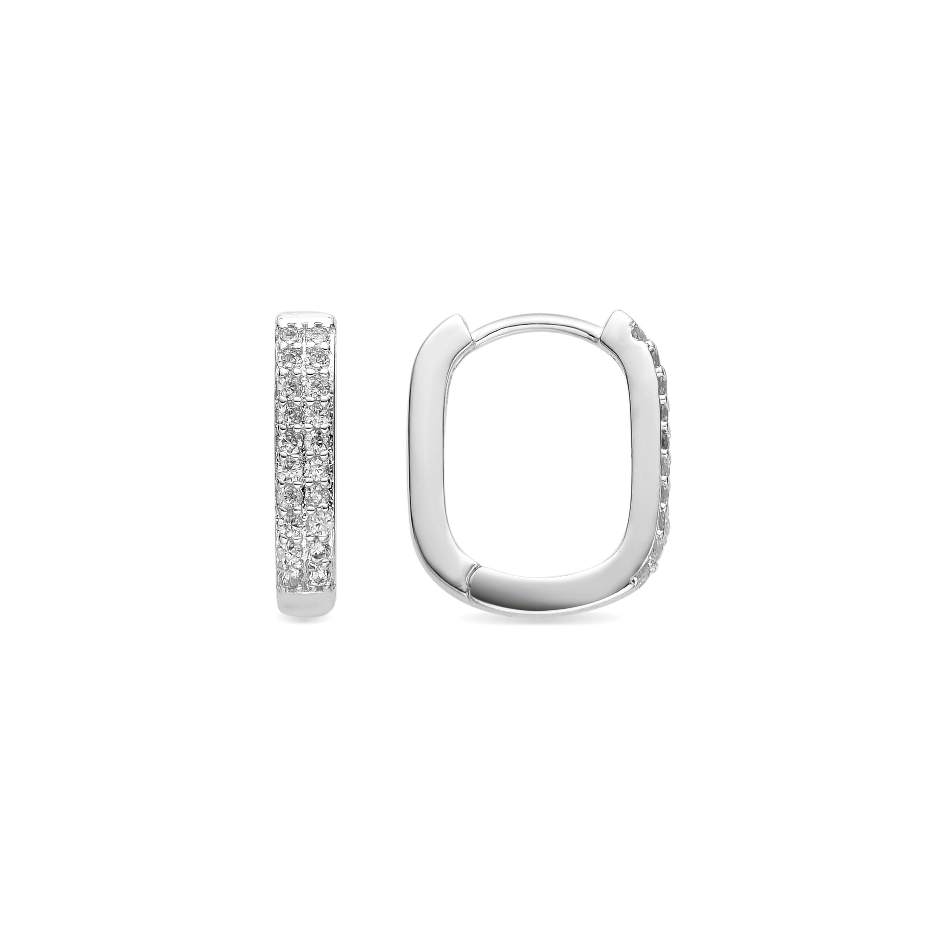 Ohrringe mit glänzendem Zirkonia-Silber-Finish – Nebard