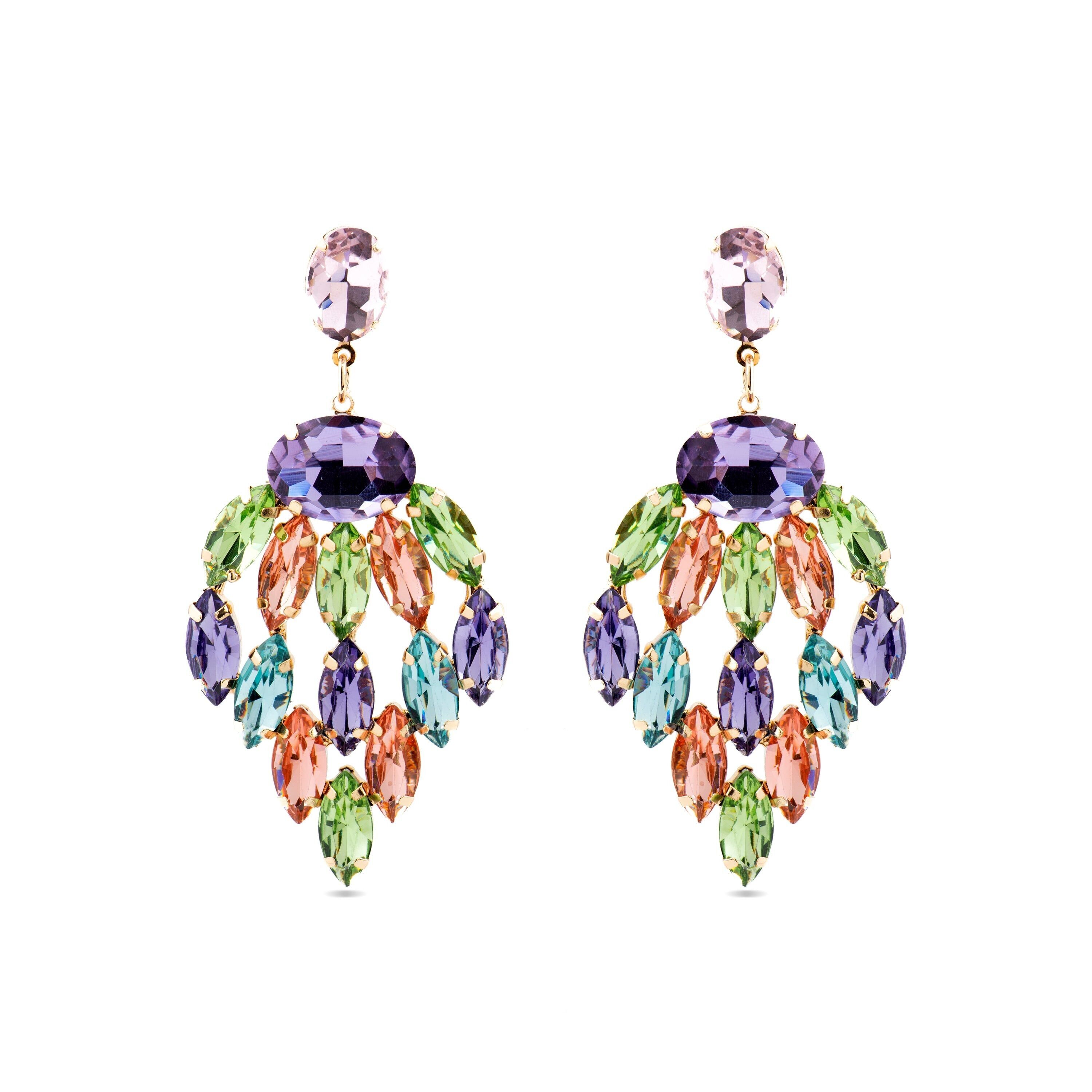 Orecchini con Cristalli Multicolor finitura oro 18k - Imkas