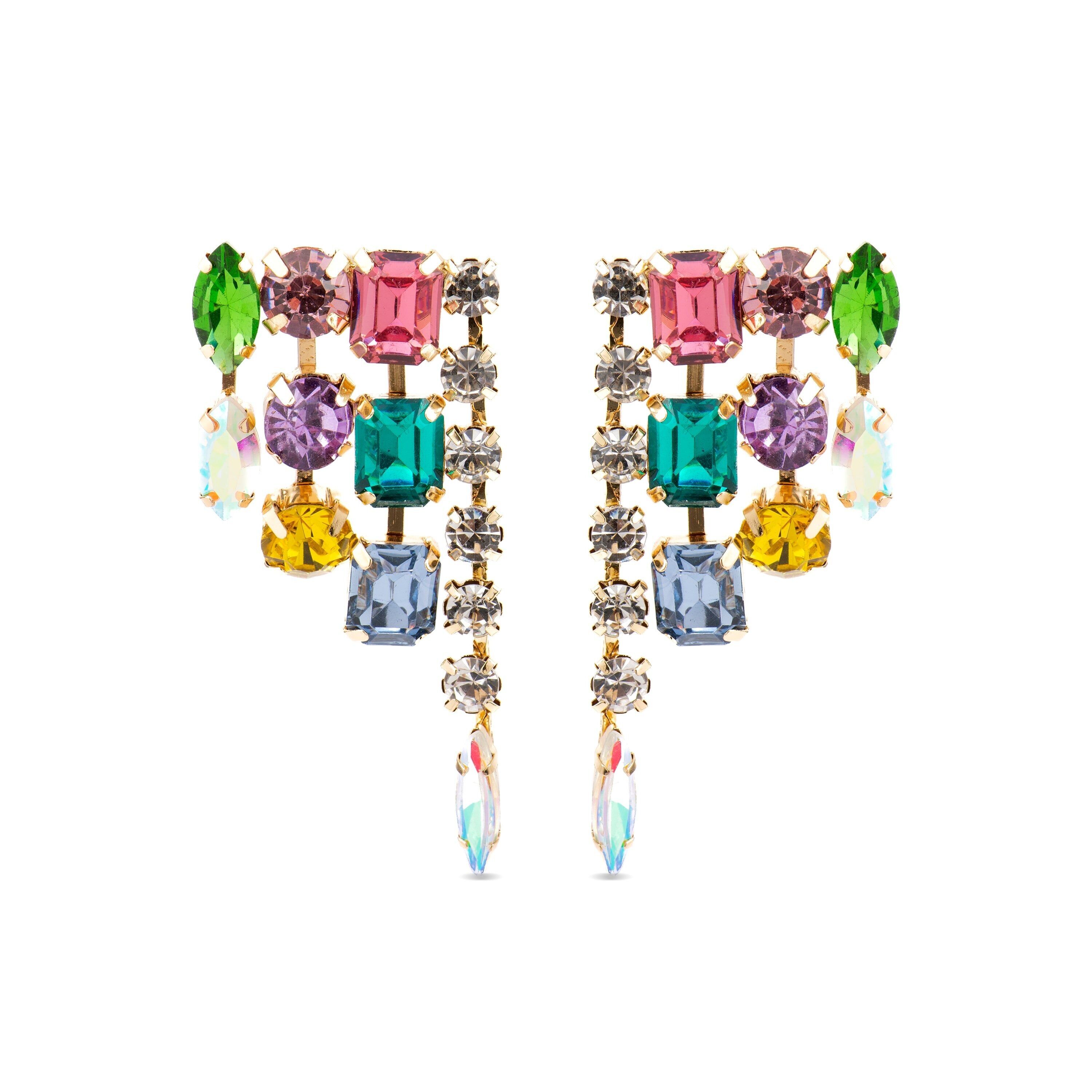 Orecchini con Cristalli Multicolor finitura oro 18k - Shamwa