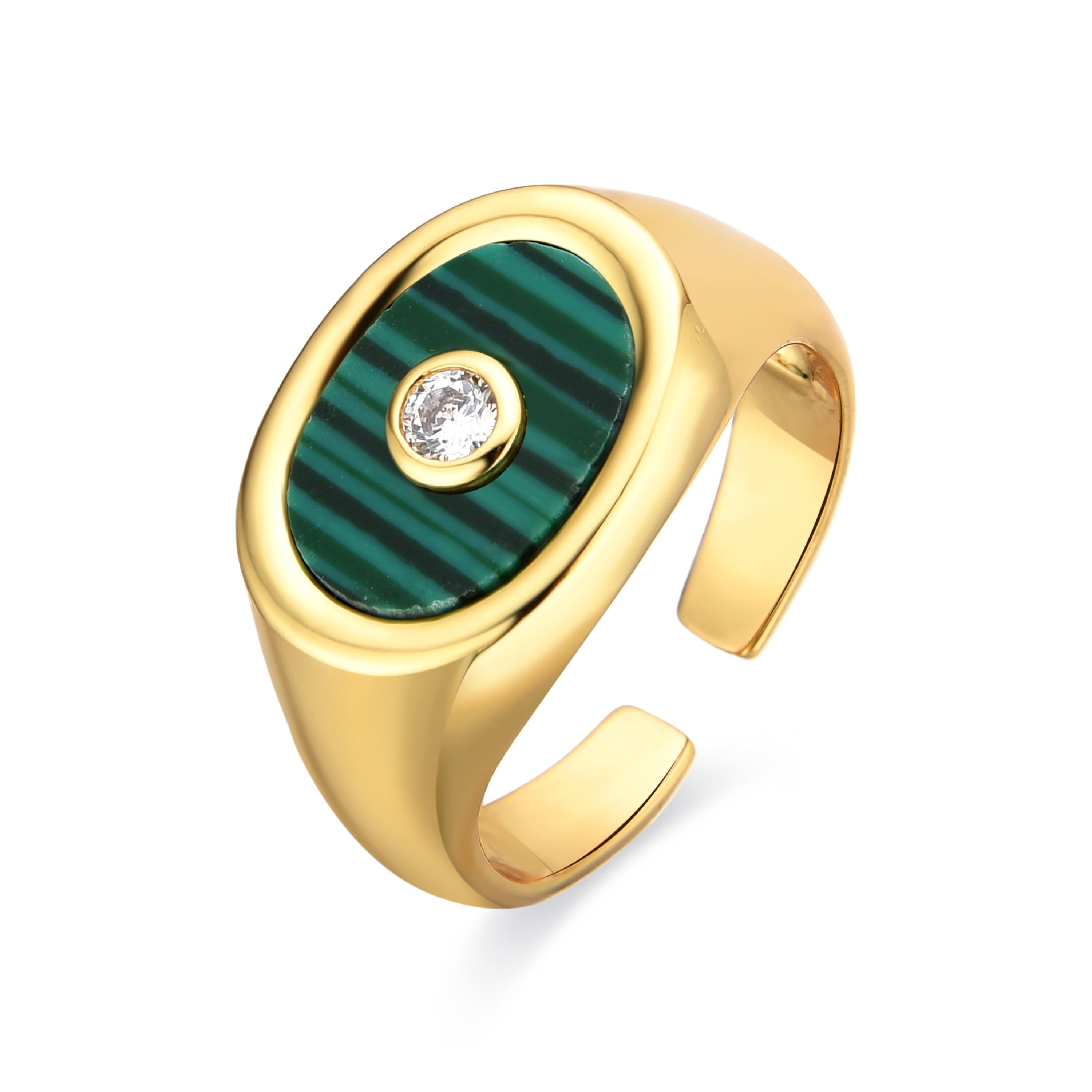Ring mit Malachit aus 18 Karat Gold – Staxo