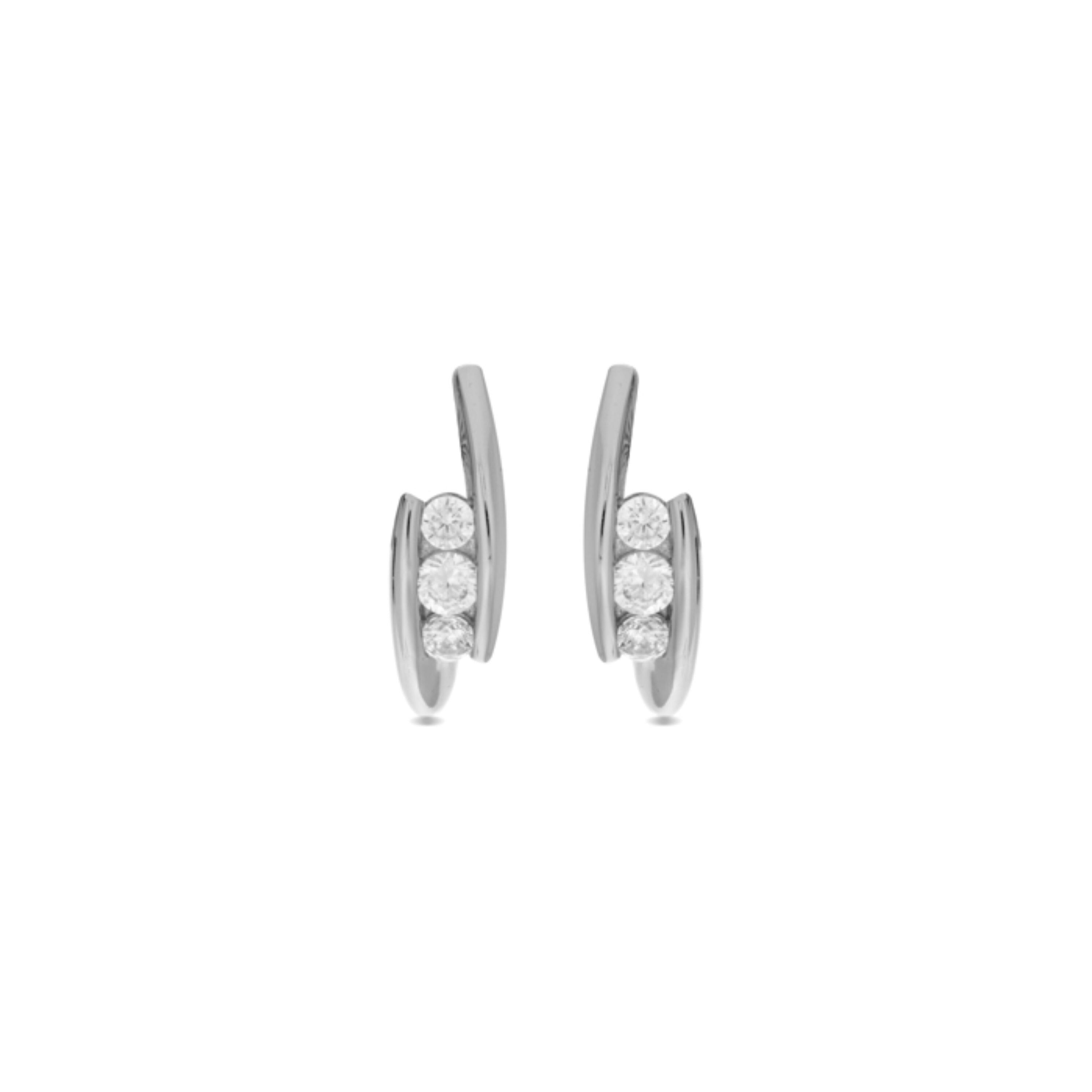 Orecchini in Argento Sterling 925 con Zirconi Lucidi rifiniti in rodio - Gumu