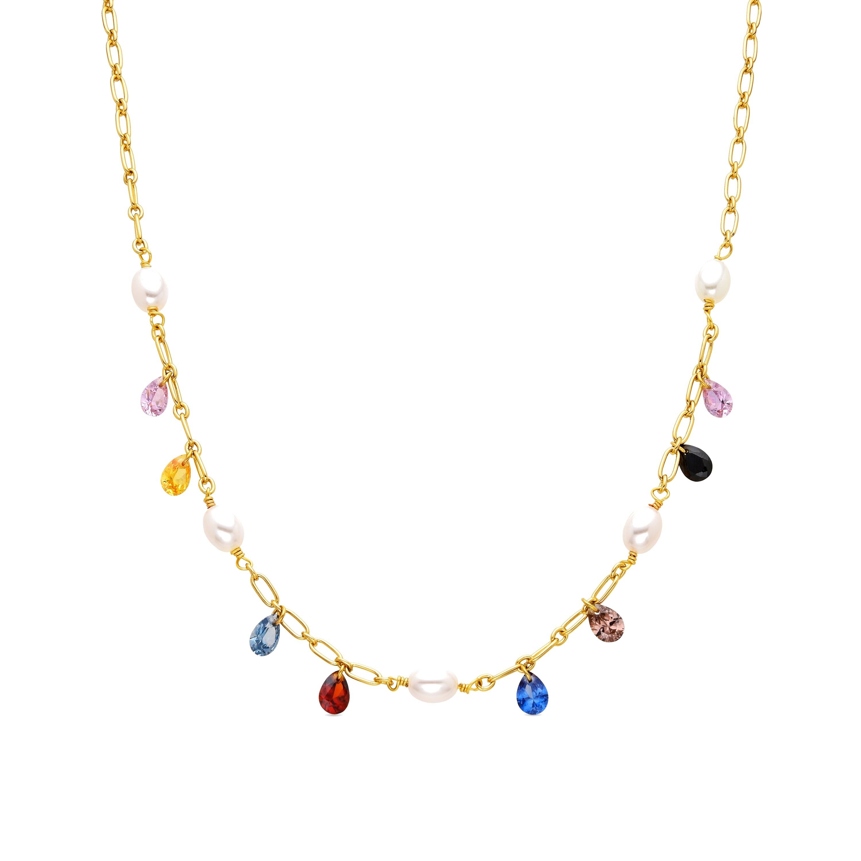 Collana con Perla Bianca finitura oro 18k - Lalxy