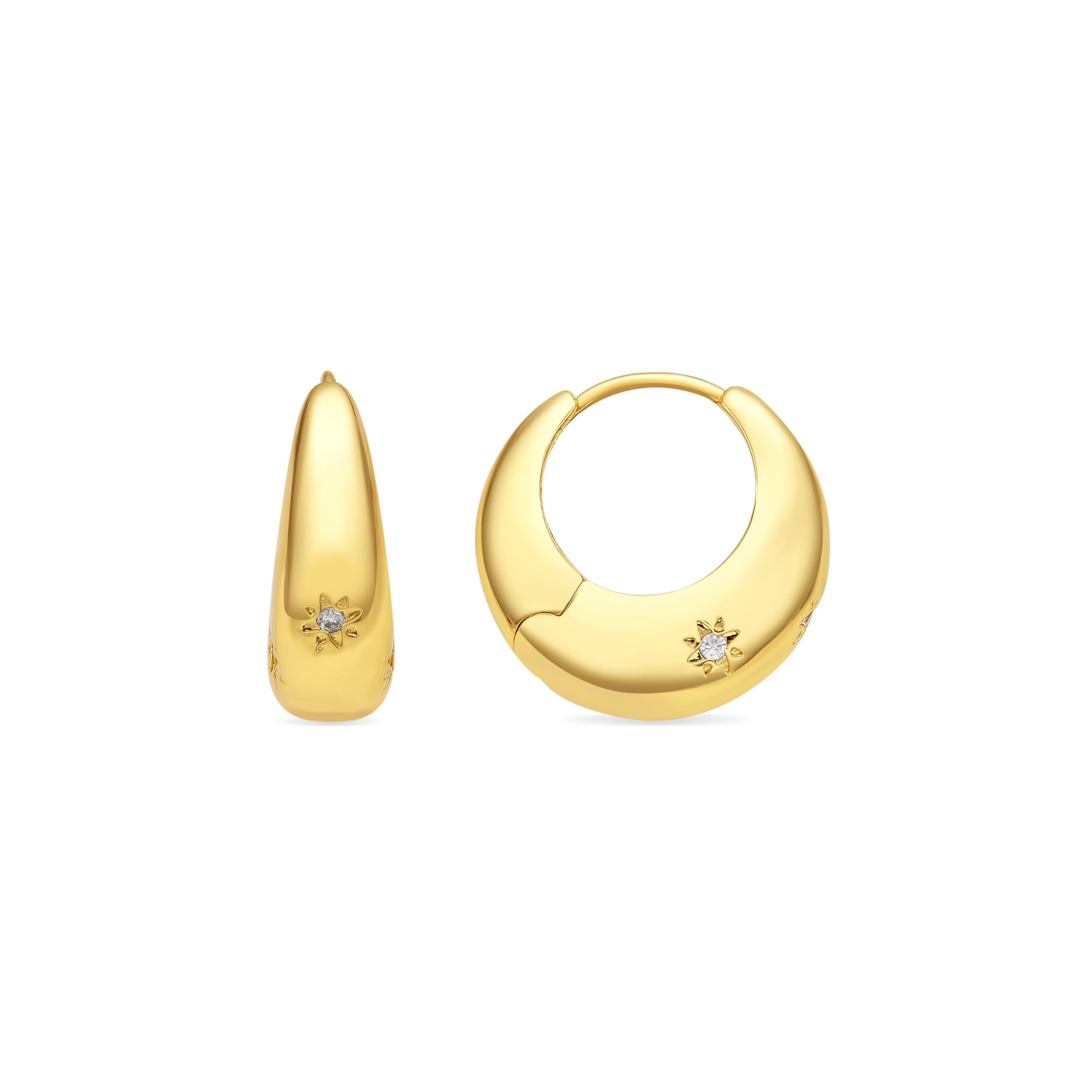 Ohrringe mit glänzendem Zirkonia, 18-Karat-Gold-Finish – Ricia