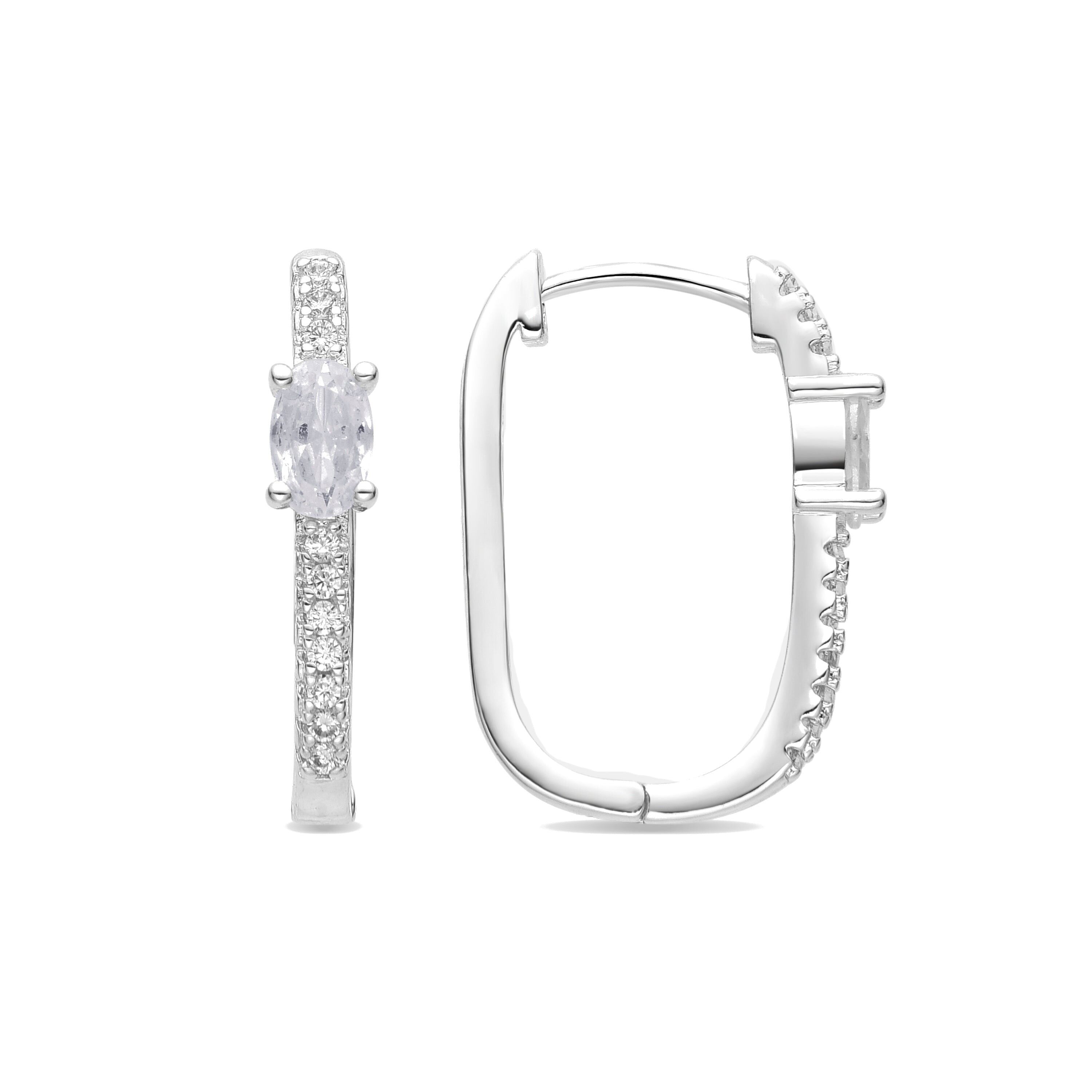 Ohrringe mit glänzendem Zirkonia-Silber-Finish – Risgau