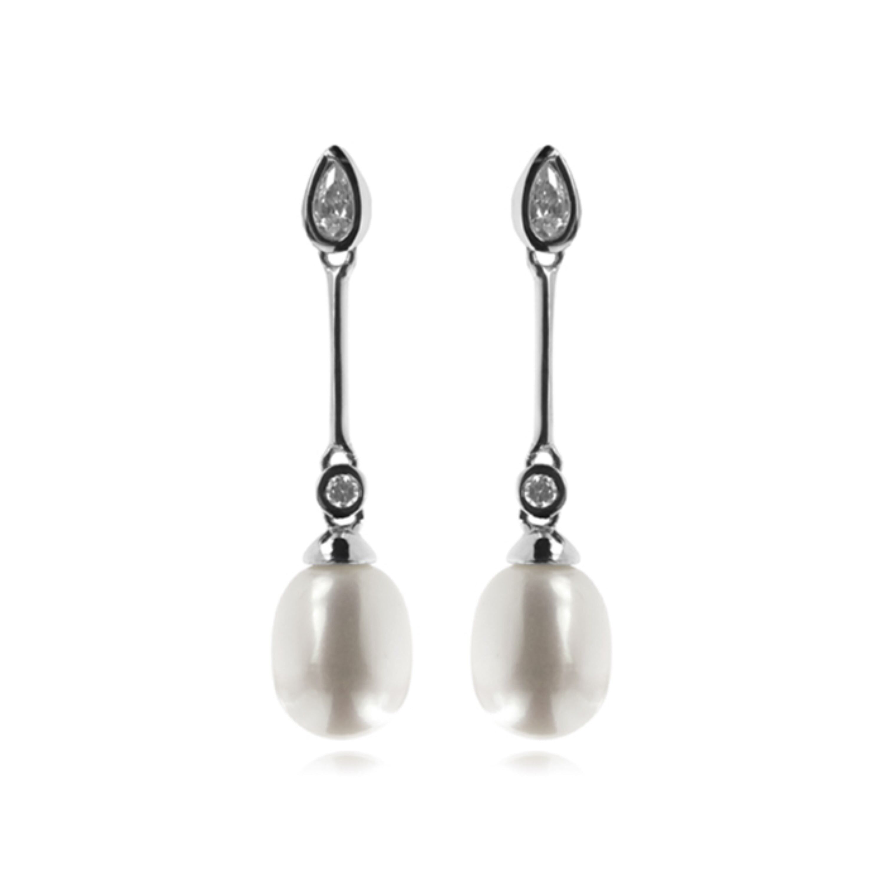 Ohrringe aus 925er-Sterlingsilber mit weißer, rhodinierter Perle – Waschbär