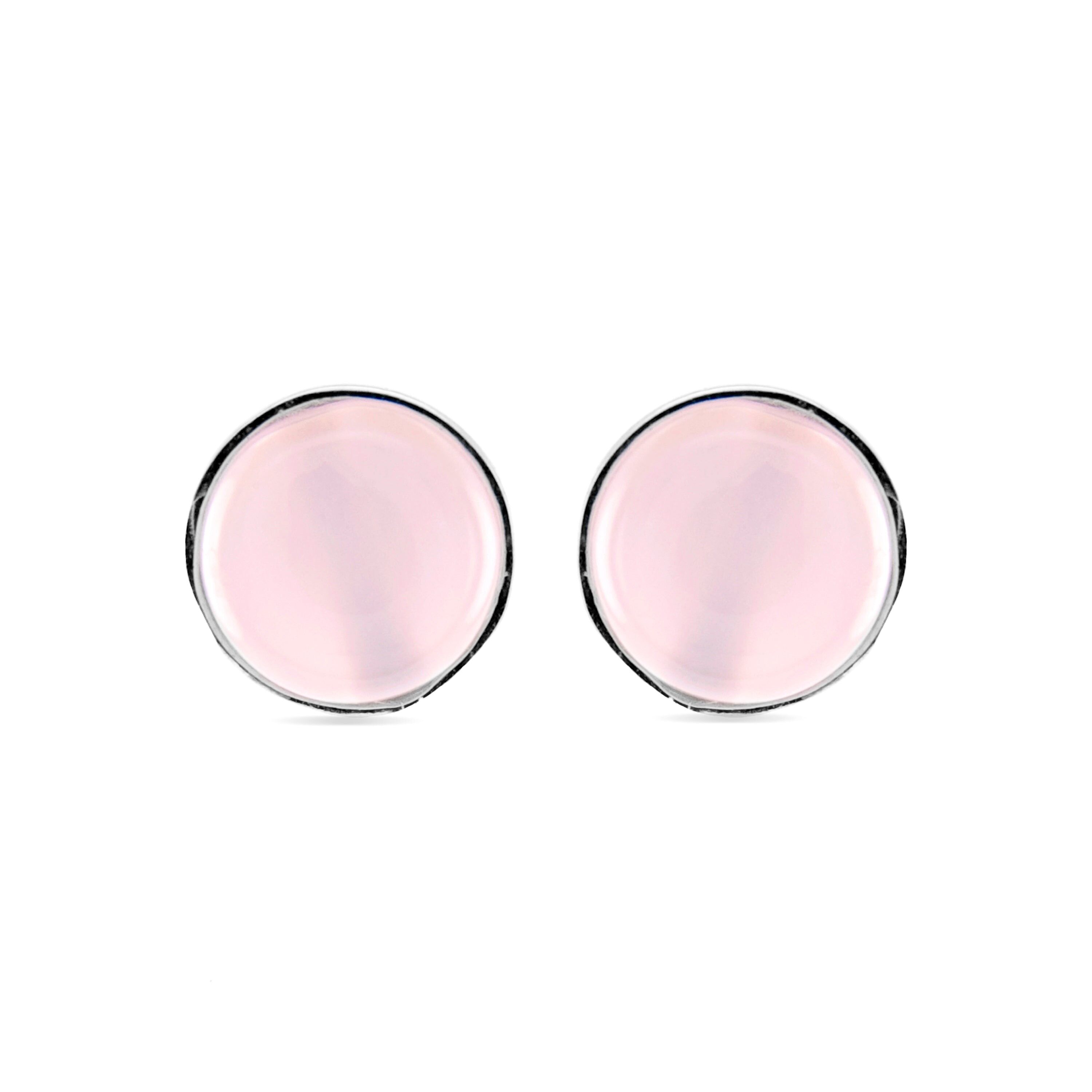 Orecchini in Argento Sterling 925 con Quarzo Rosa rifiniti in rodio - Essential
