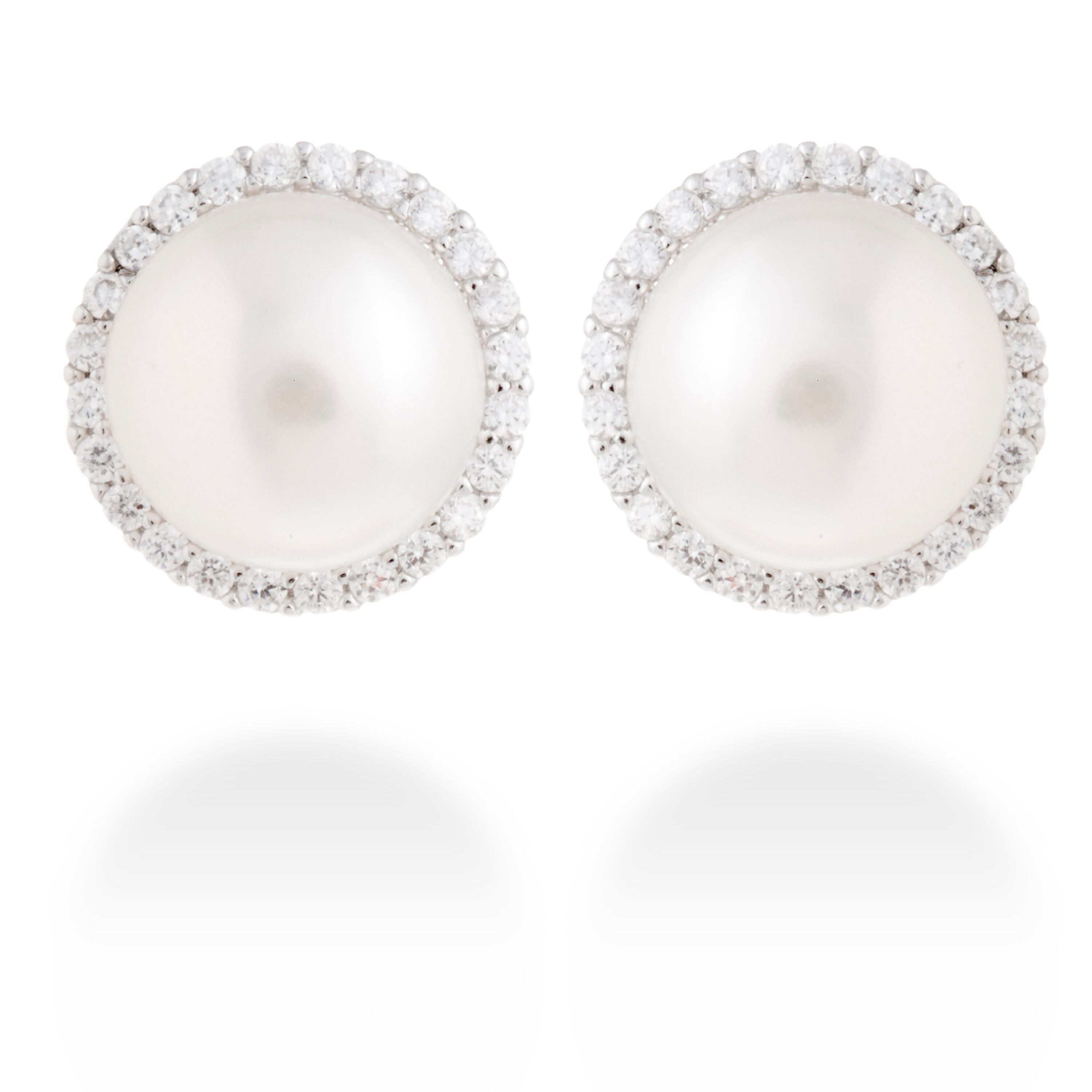 Orecchini in Argento 925 con Perla Bianca rifinita in rodio - Embu