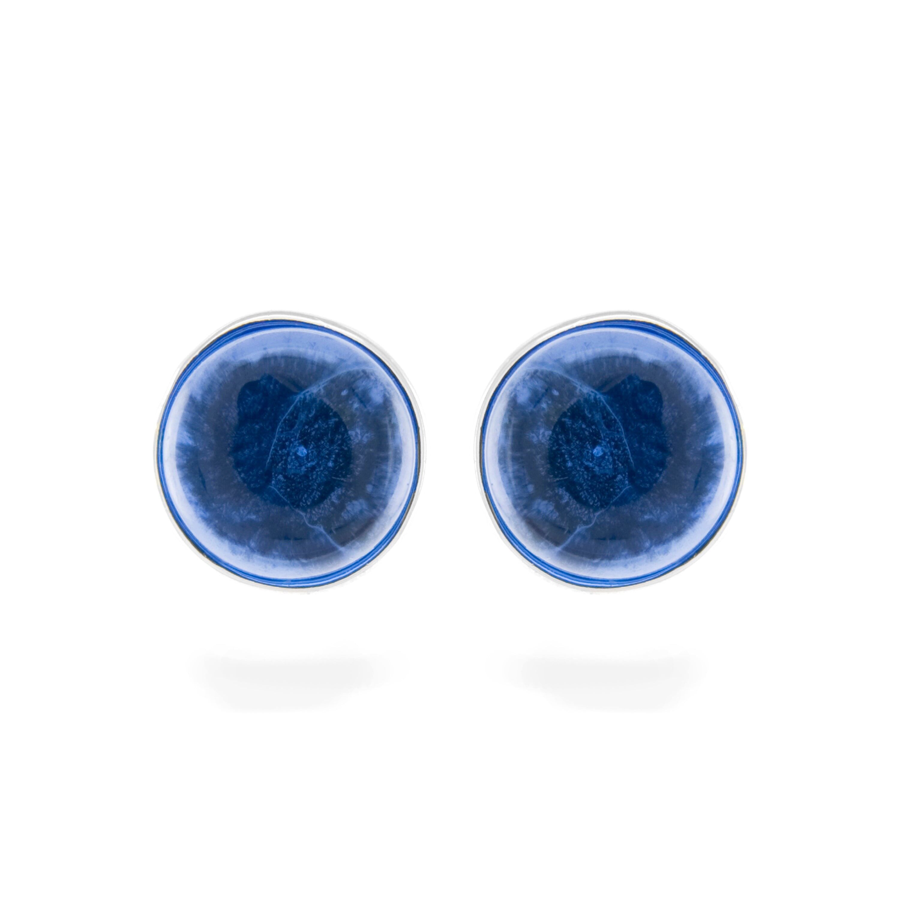 Orecchini in argento sterling 925 con quarzo idrotermale lapislazzuli rifiniti in rodio - Essenziale