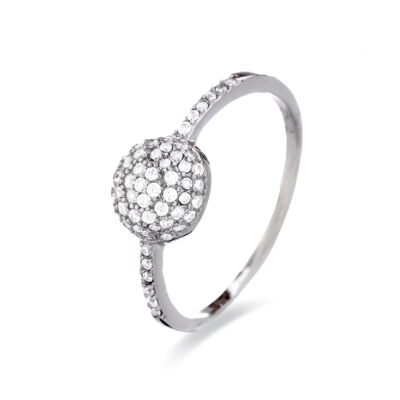 925 Sterling Silver Ring with Shiny Zirconia Finished in Rhodium - Langi