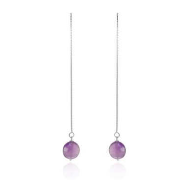 Orecchini in Argento Sterling 925 con Ametista Naturale rifinita in rodio - Kenitna