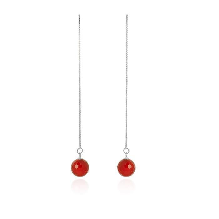 Orecchini in Argento Sterling 925 con Agata Rossa rifinita in rodio - Kenitna