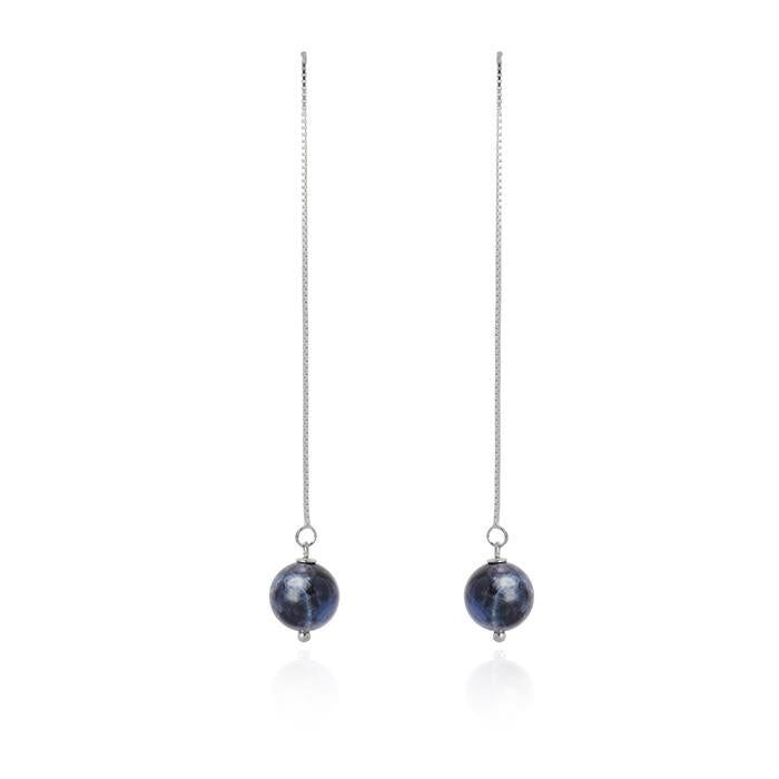 Orecchini in argento sterling 925 con lapislazzuli naturali rifiniti in rodio - Onika