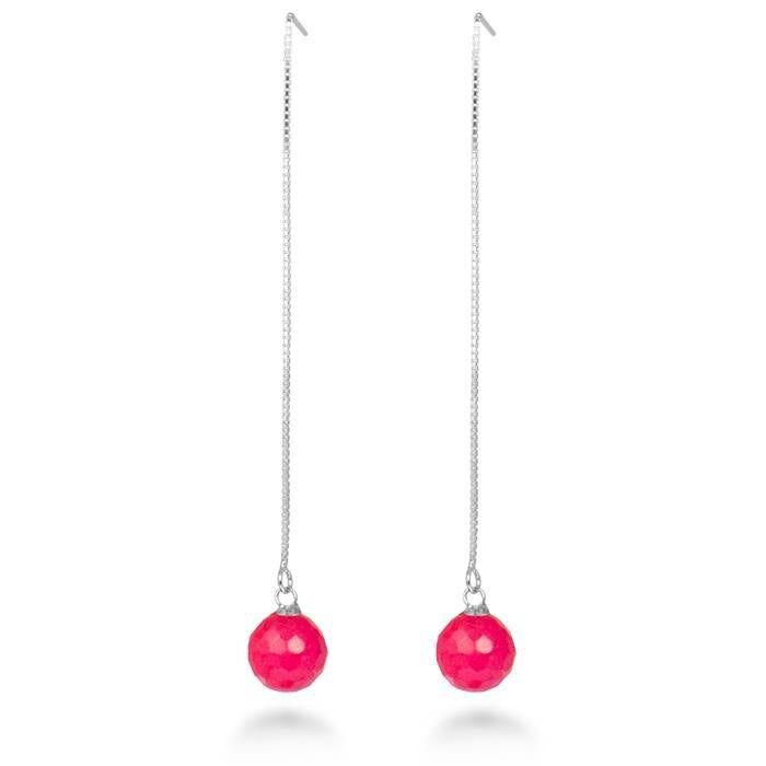 Orecchini in Argento Sterling 925 con Agata Rosa rifinita in rodio - Kenitna