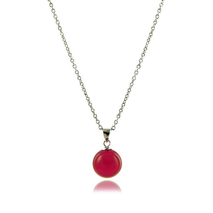 Collana in Argento 925 con Corallo Naturale rifinito in rodio - Geel
