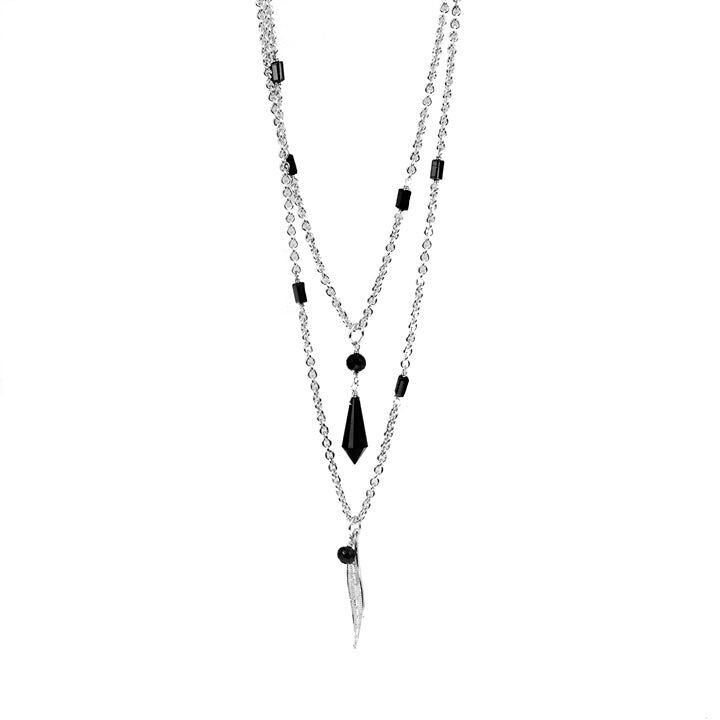 Collana in Argento Sterling 925 con Quarzo Idrotermale Onice rifinita in rodio - Geel