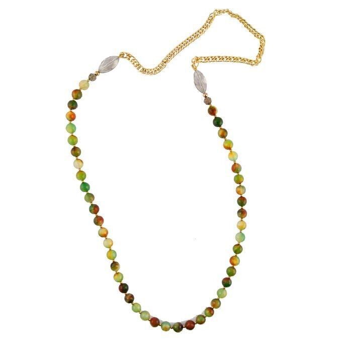 Collana in Argento Sterling 925 con Quarzo Idrotermale Multicolor rifinito in rodio - Geel