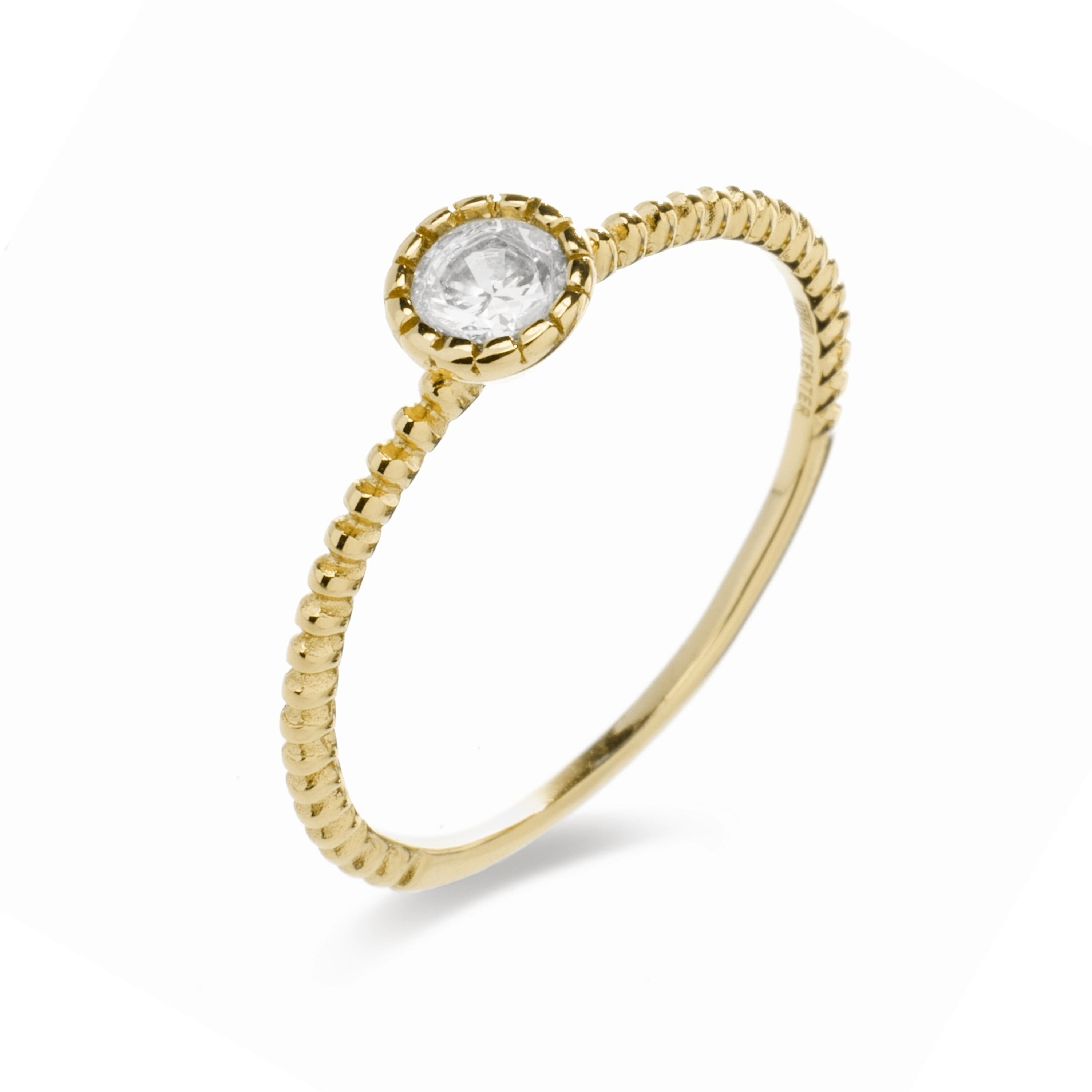 Anello in argento sterling 925 con zirconi lucenti rifiniti in oro giallo 18 carati - Naadim