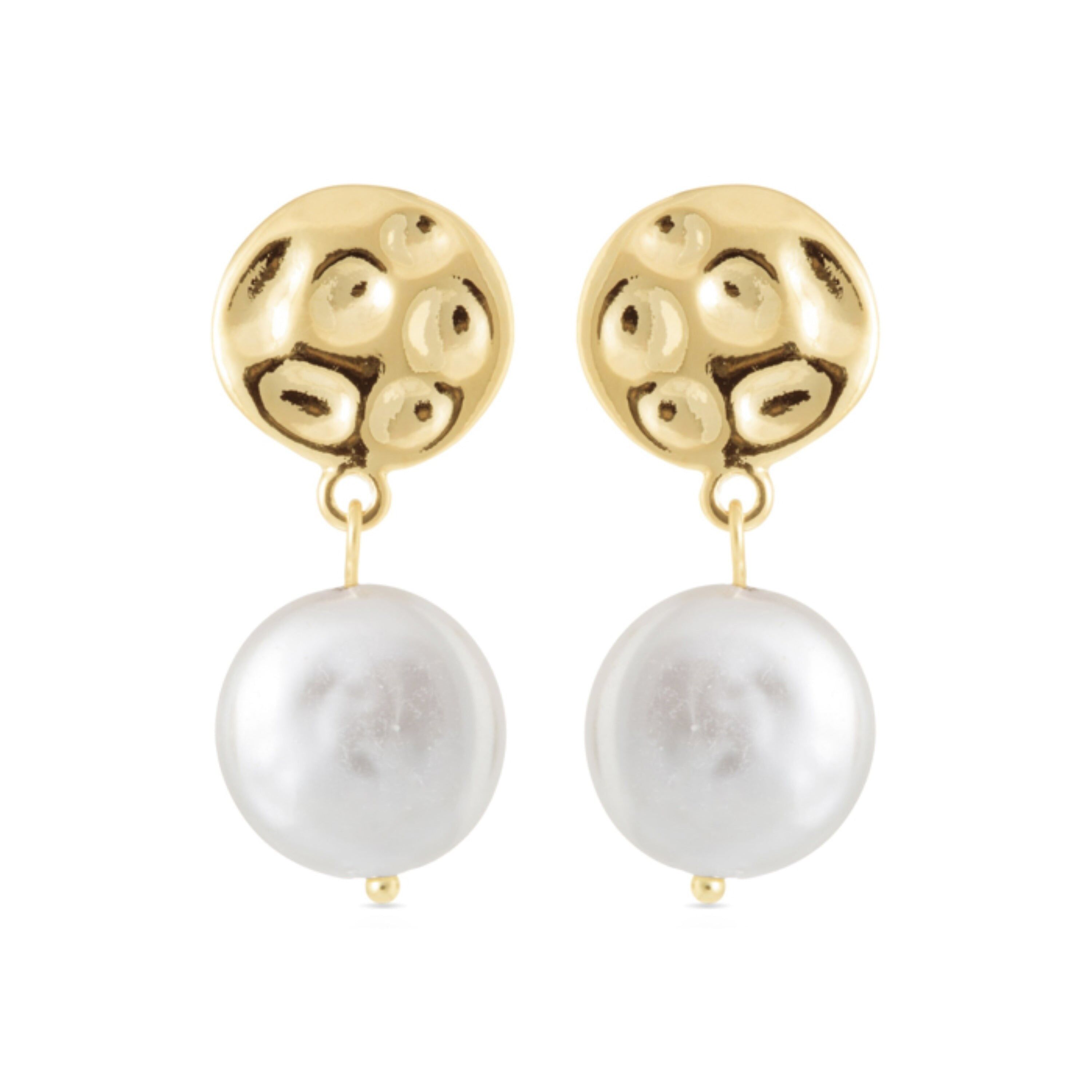 Weiße Perlenohrringe aus 18 Karat Gelbgold – Durdana