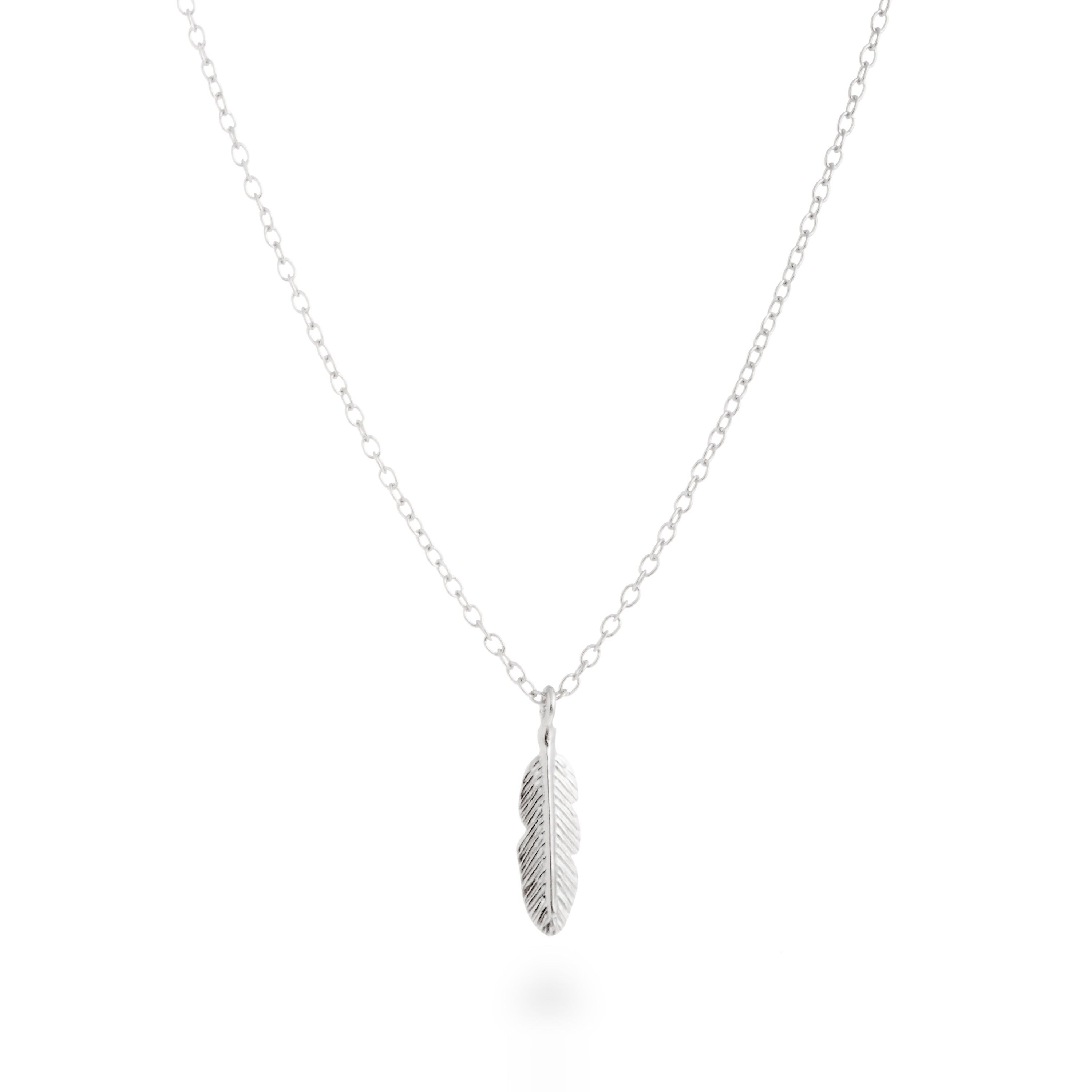 Collana in Argento Sterling 925 con finitura rodiata - Piuma