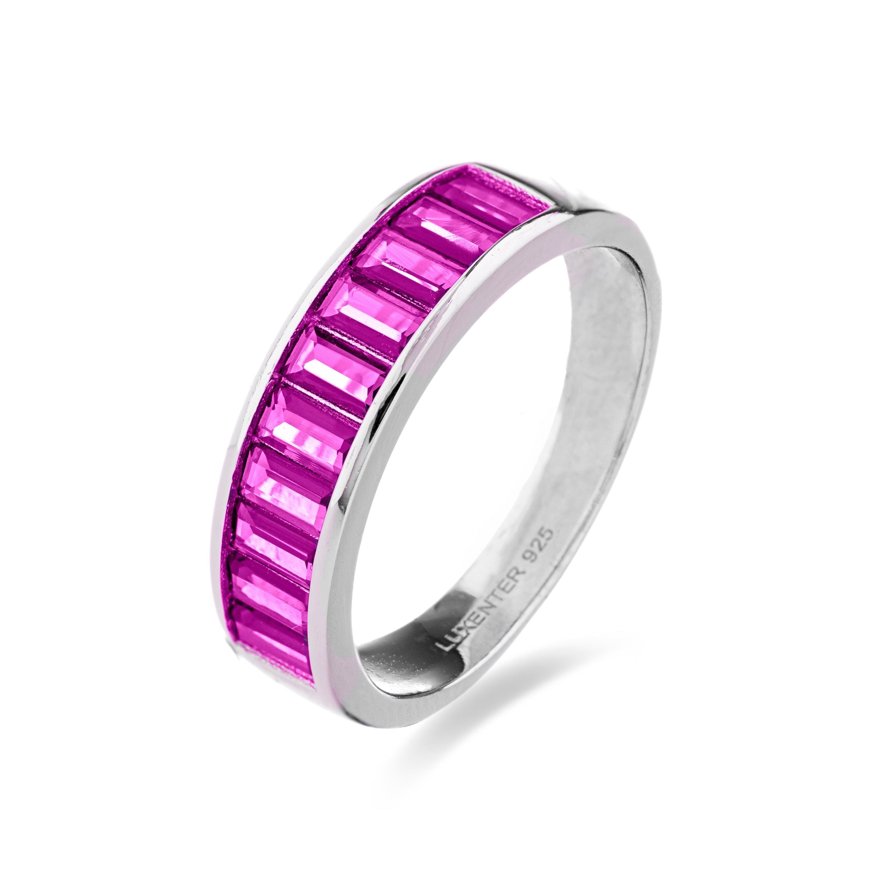 Anello in Argento 925 con Rubino Zirconi rifiniti in rodio - Simal