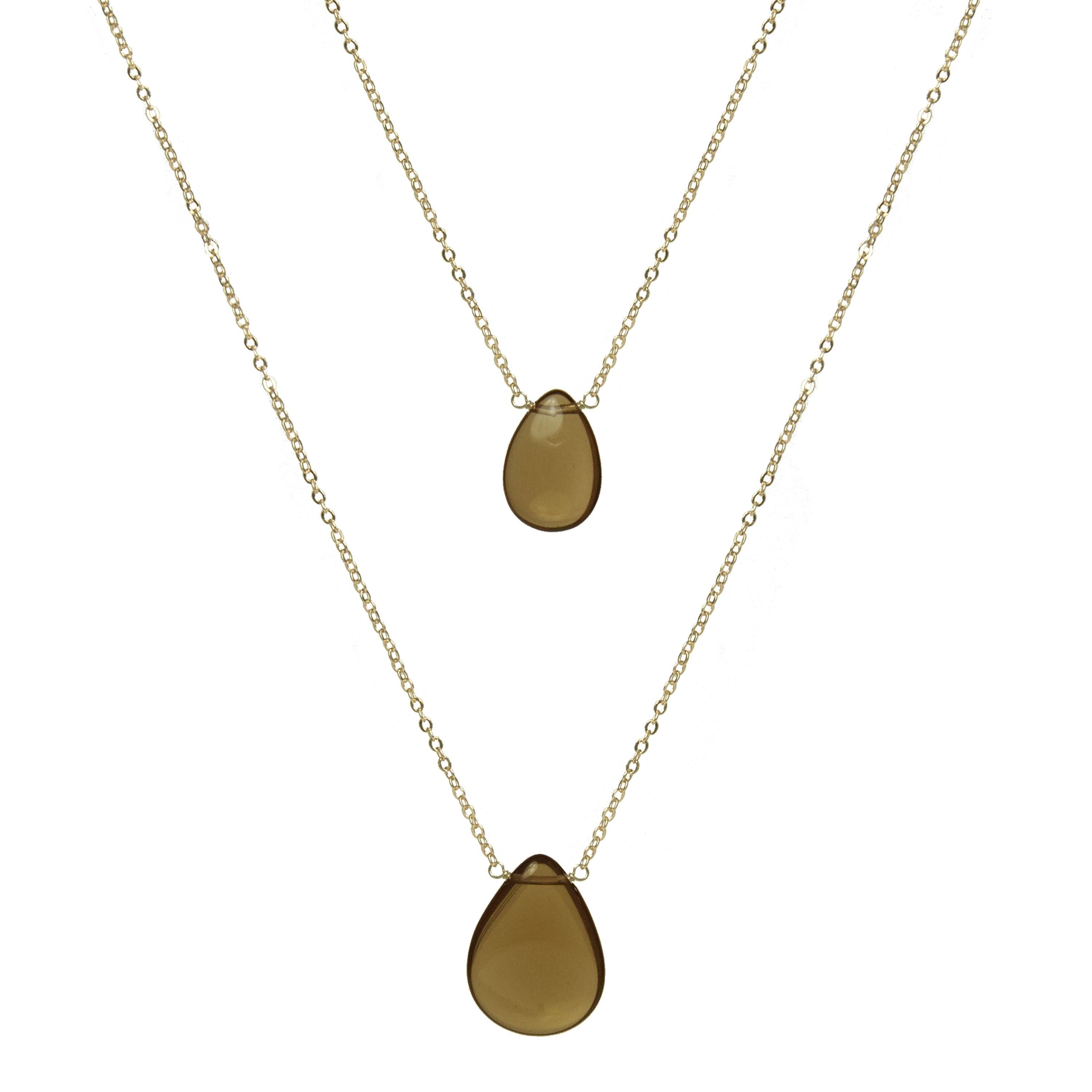 Collana in quarzo fumé di cristallo di rocca rifinita in oro giallo 18 carati - Abelia