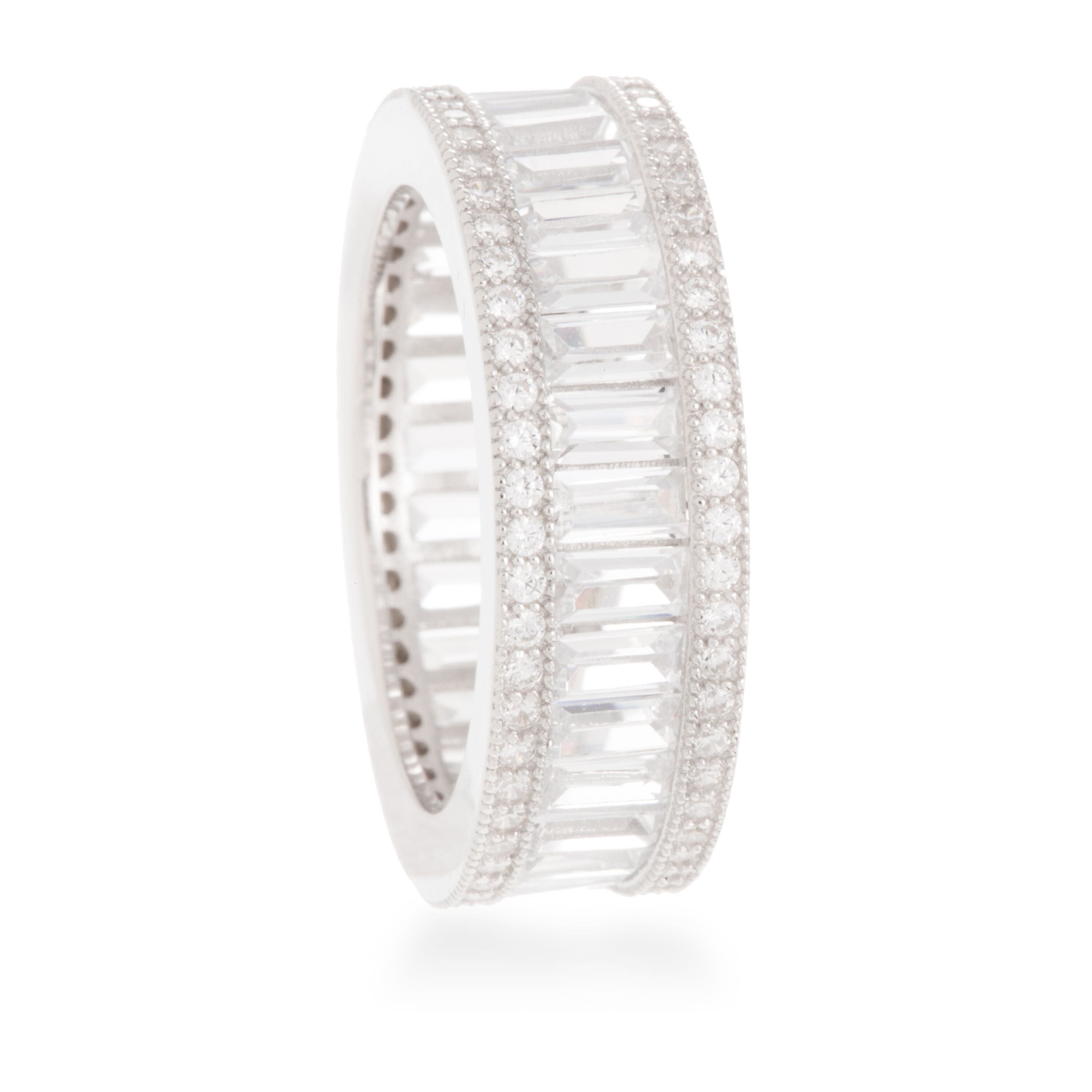 Anello in Argento Sterling 925 con Zirconi Lucidi rifiniti in rodio - Actu