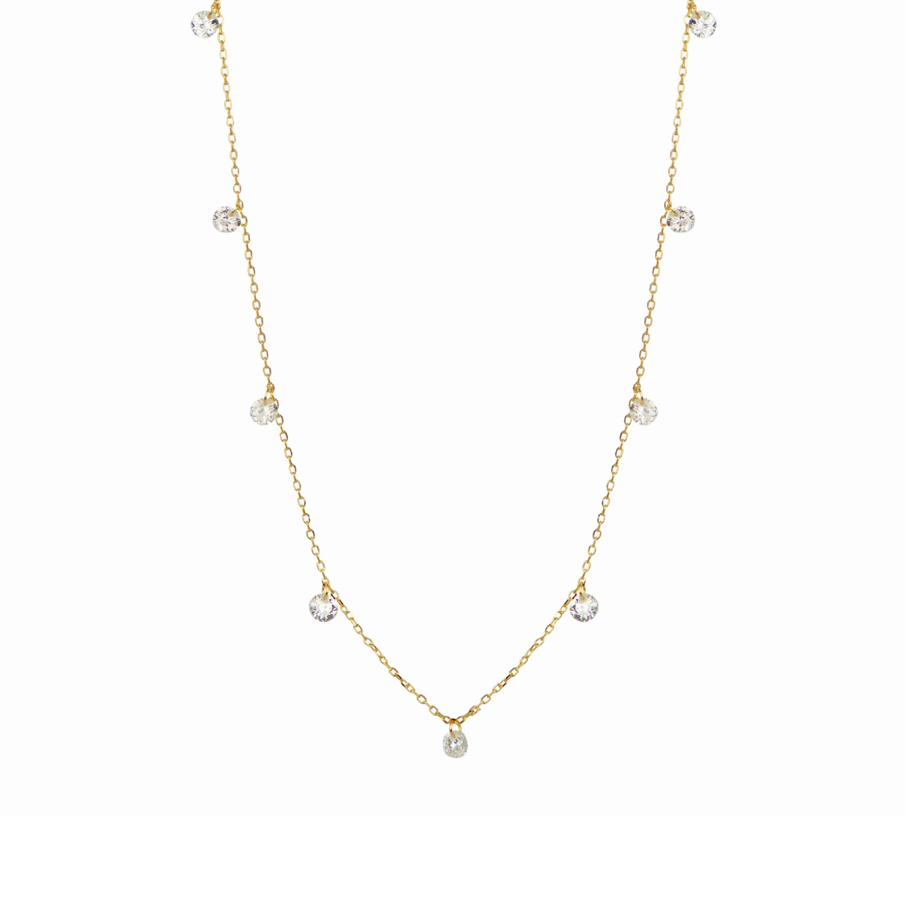 Halskette aus 925er-Sterlingsilber mit glänzendem Zirkonia in 18-karätigem Gelbgold – Verführung