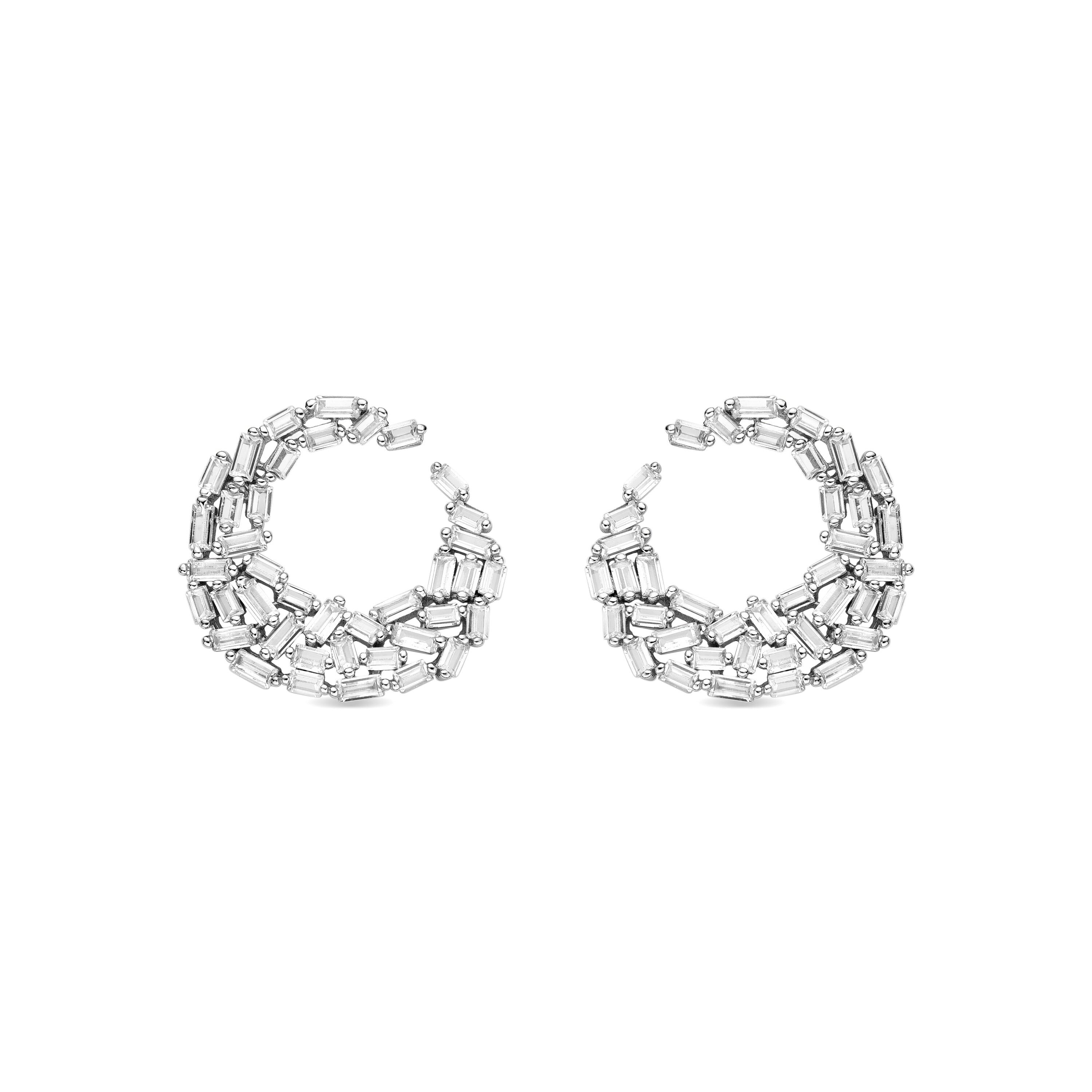 Orecchini in argento sterling 925 con zirconi lucidi rifiniti in rodio - Manwil