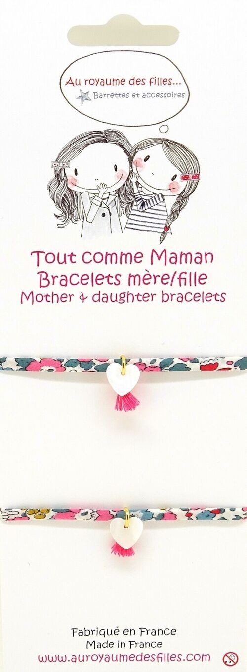 Bracelets Mère/Fille nacre coeur - BMF2