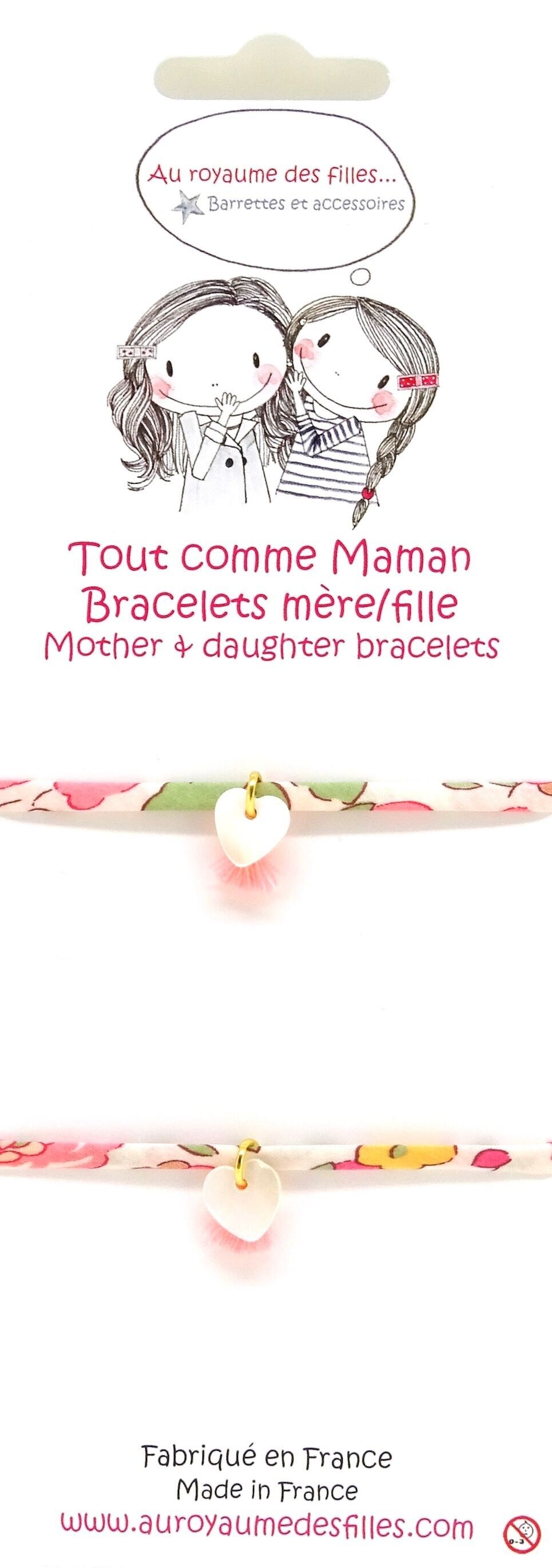 Mother/Daughter Mother-of-Pearl Heart Bracelets - BMF2