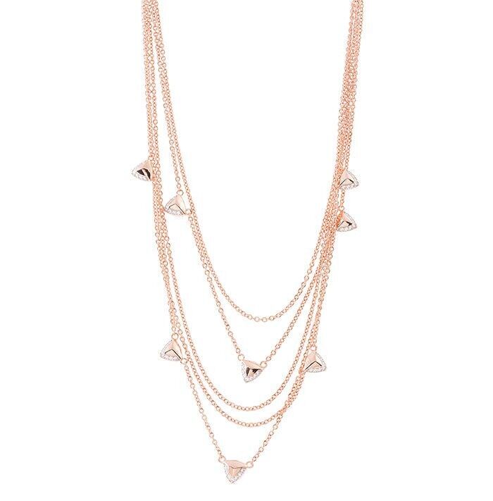 Collana in argento sterling 925 con zirconi lucenti rifiniti in oro rosa 18 carati - Thalve