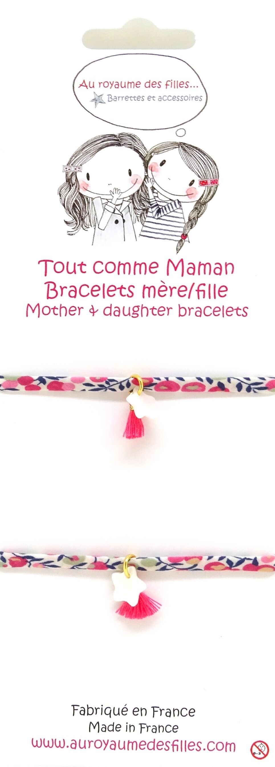 Mother/Daughter bracelets, mother-of-pearl star BMF3