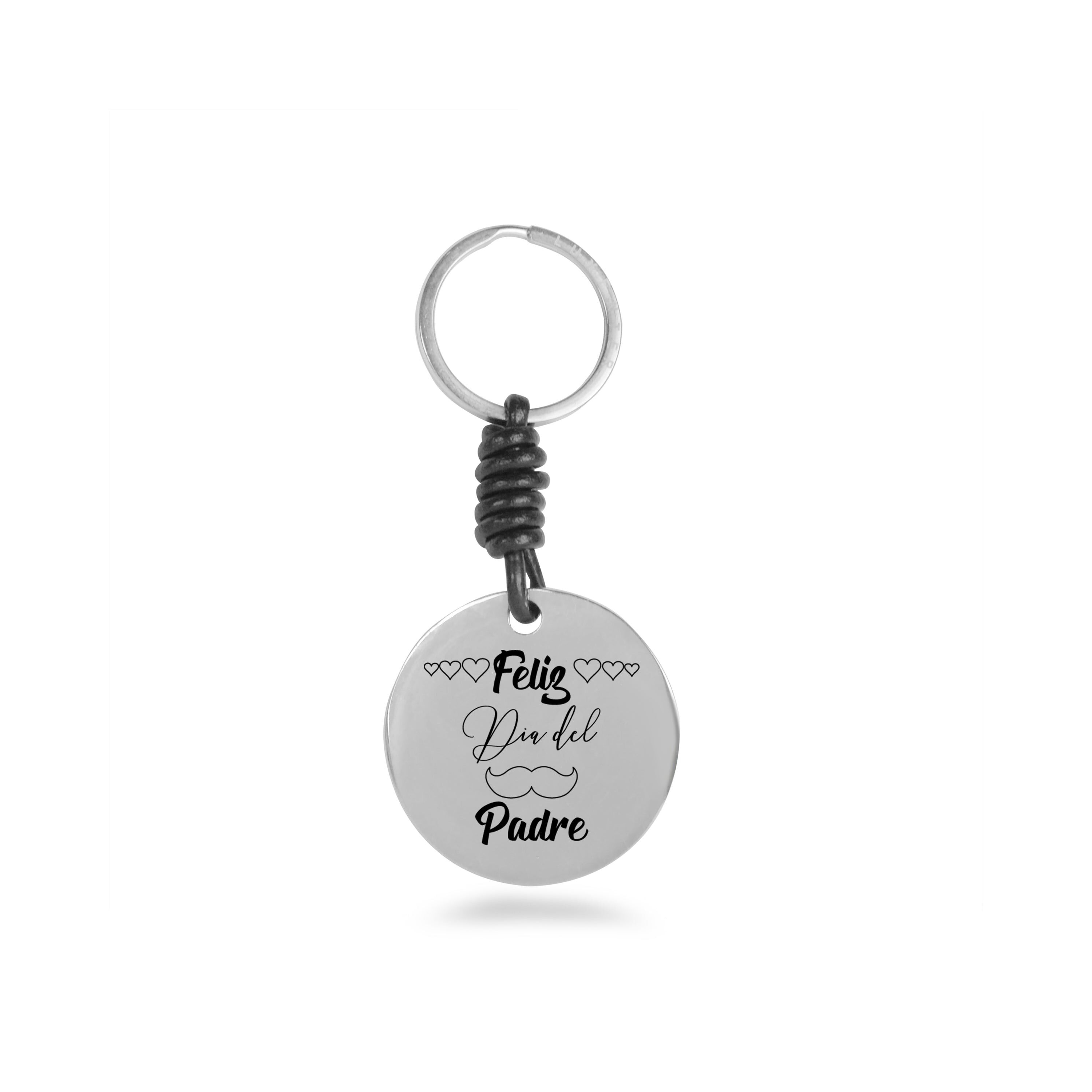 Portachiavi in ​​pelle marrone scuro con finitura rodio - Mi Sol