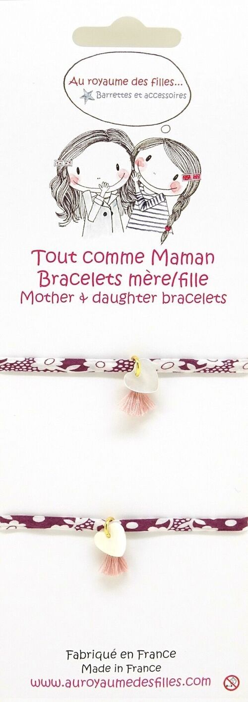 Bracelets Mère/Fille nacre cœur BMF4