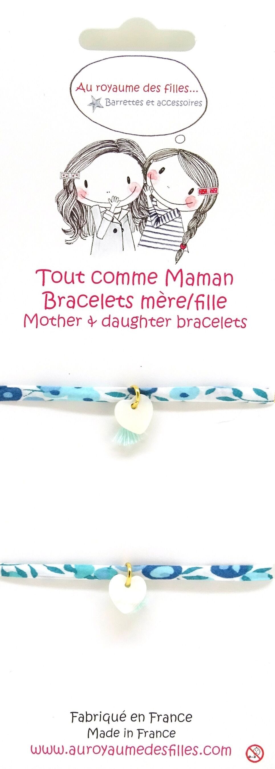 Mother/Daughter bracelets with mother-of-pearl hearts, BMF4