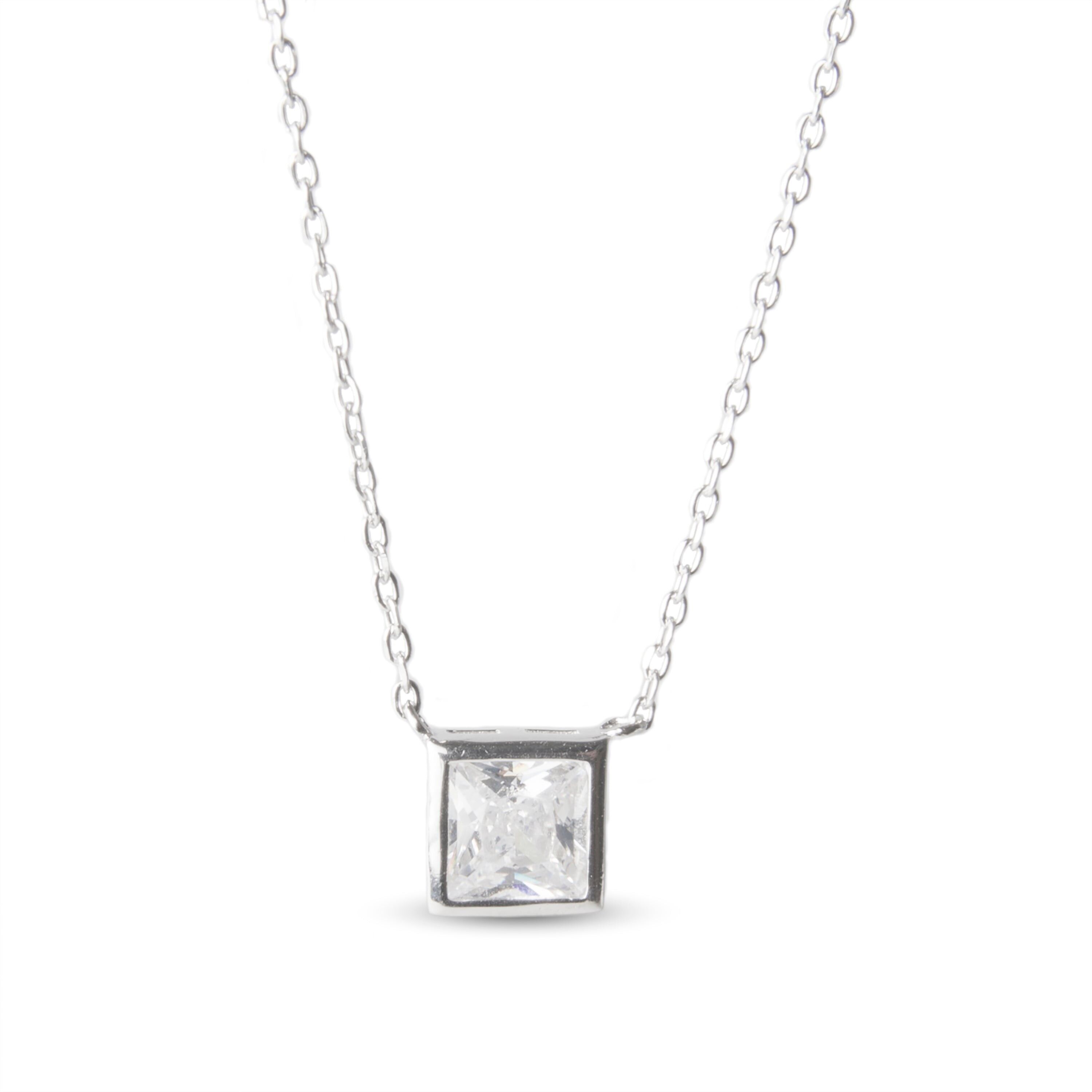 Collana in Argento Sterling 925 con Zirconi Lucidi rifiniti in rodio - Birdax