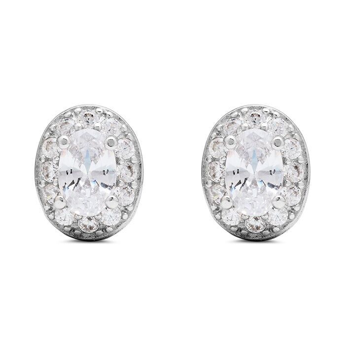 Orecchini in argento sterling 925 con zirconi lucidi rifiniti in rodio - Tikna