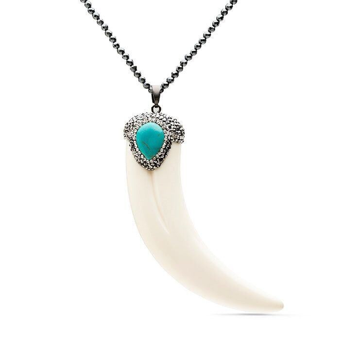 Collana con turchese rifinita in rodio - Torin