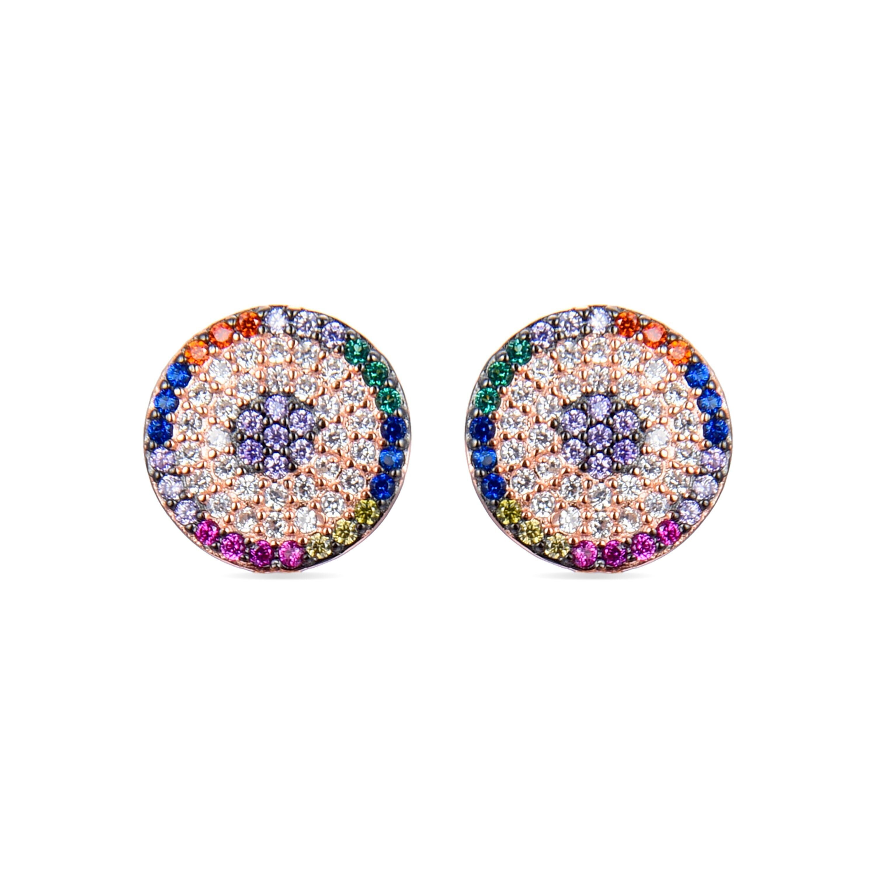 Orecchini in Argento Sterling 925 con Zirconi Multicolor rifiniti in Oro Rosa 18K - Sarive