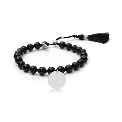 925 Sterling Silver Bracelet with Rhodium Finished Onyx - Mi Sol